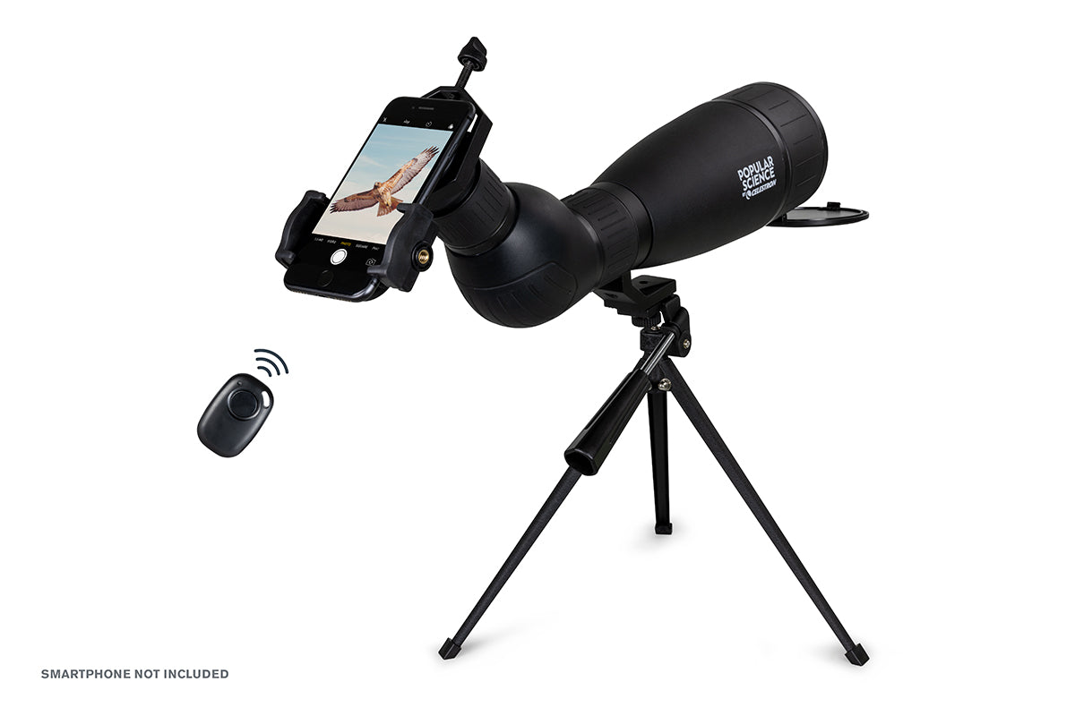 Celestron LandScout 20-60x80mm Angled Zoom Spotting Scope with Smartphone Adapter & Bluetooth Remote - High-Powered Telescope for Bird Watching, Hunting, and Outdoor Observation - Perfect for Wildlife Enthusiasts and Nature Explorers