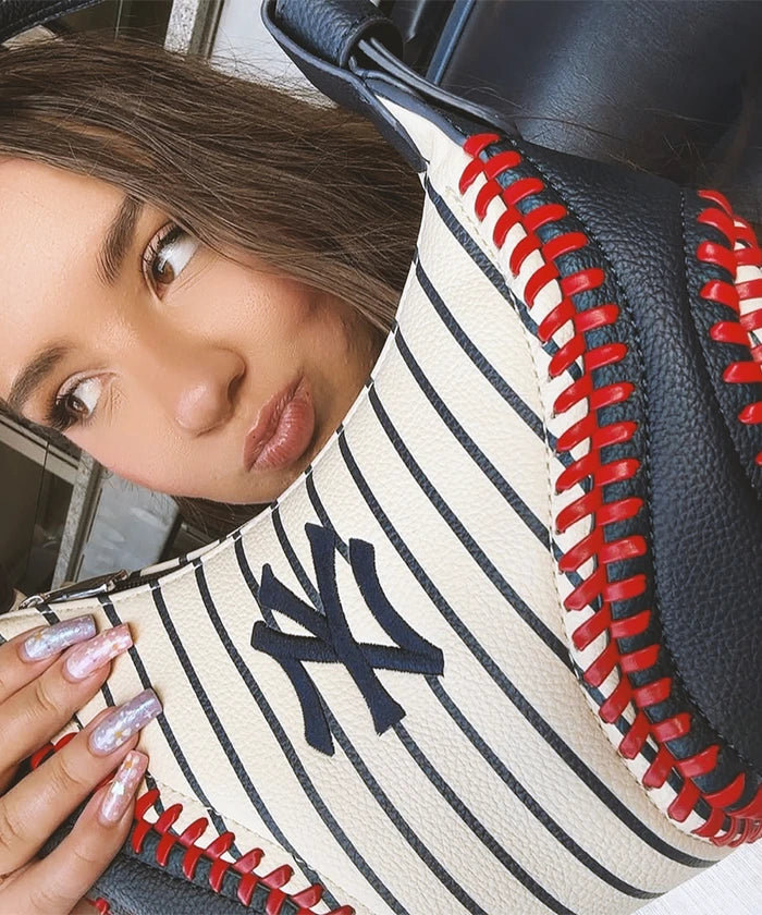 MLB New York Yankees Hobo Bag for Women - Stylish Crossbody Shoulder Purse - Perfect for Baseball Games, Travel & Everyday Use