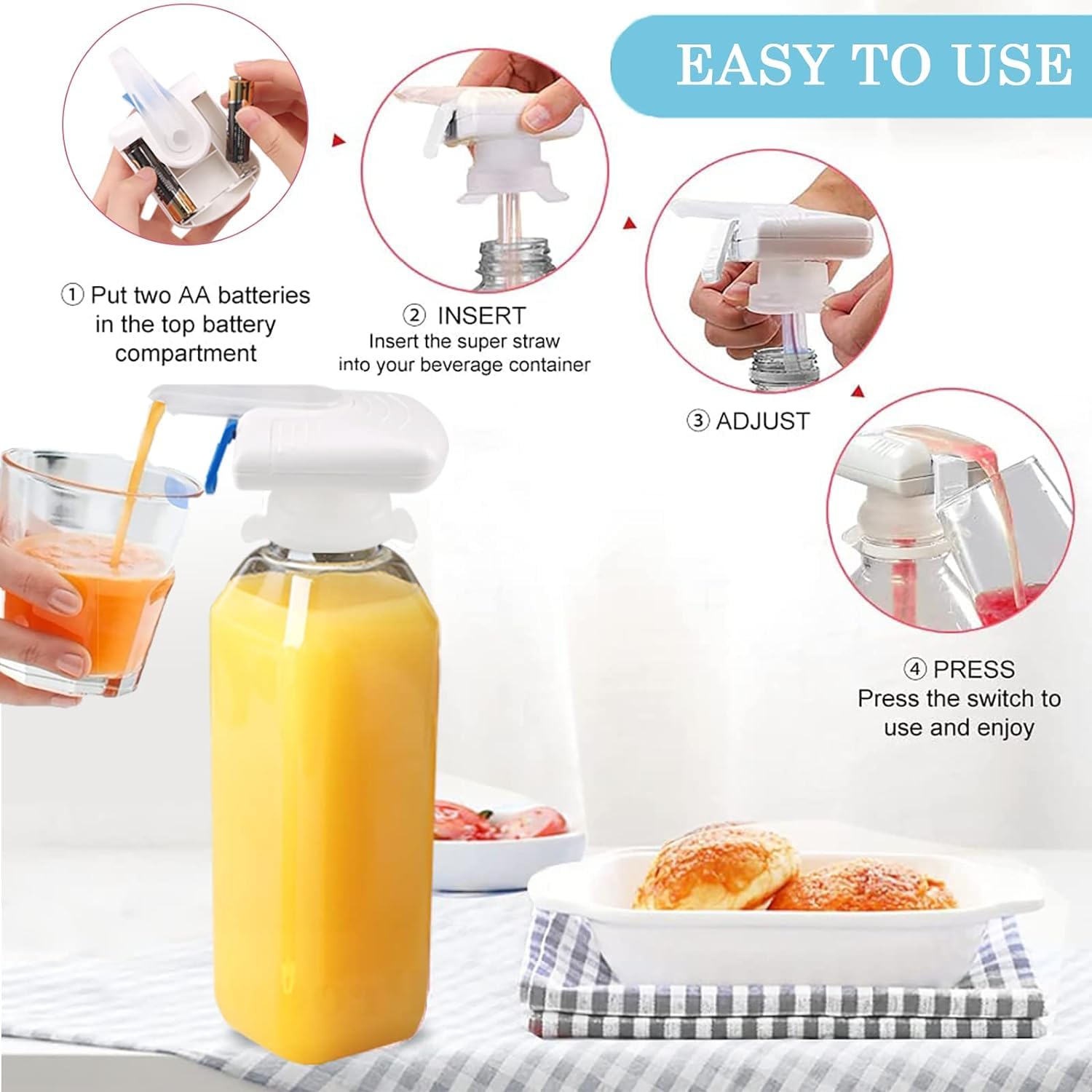 2 Pack Automatic Drink Dispenser - Electric Milk & Beer Tap with One-Handed Operation, Anti-Overflow Technology | Portable Beverage Dispenser for Home Kitchen, Outdoor Parties, Camping & Bar Use