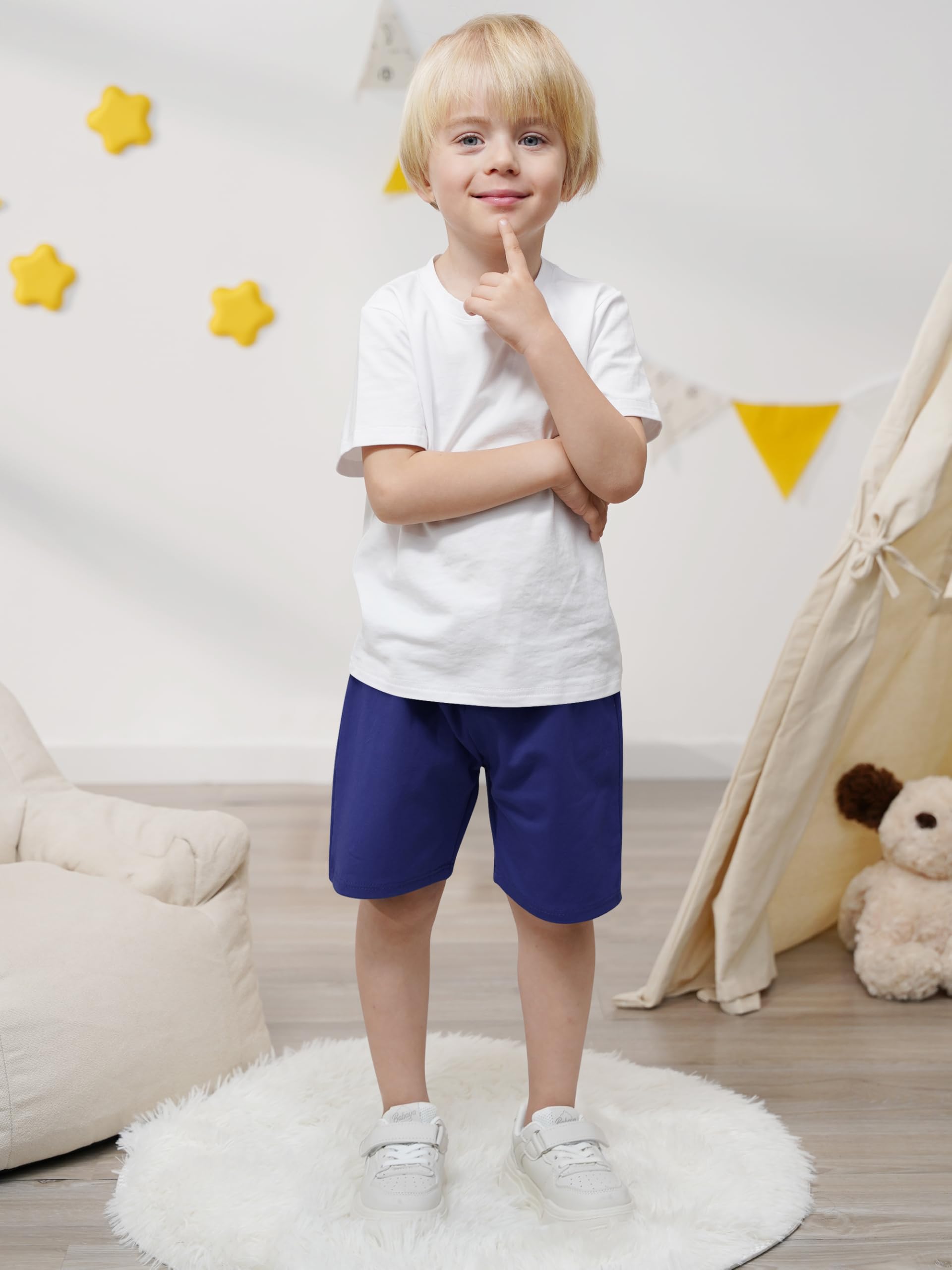 Resinta 4 Pack Boys' Cotton Shorts - Soft Toddler Pull-On Casual Shorts for Summer | Playtime, Beach & Outdoor Activities