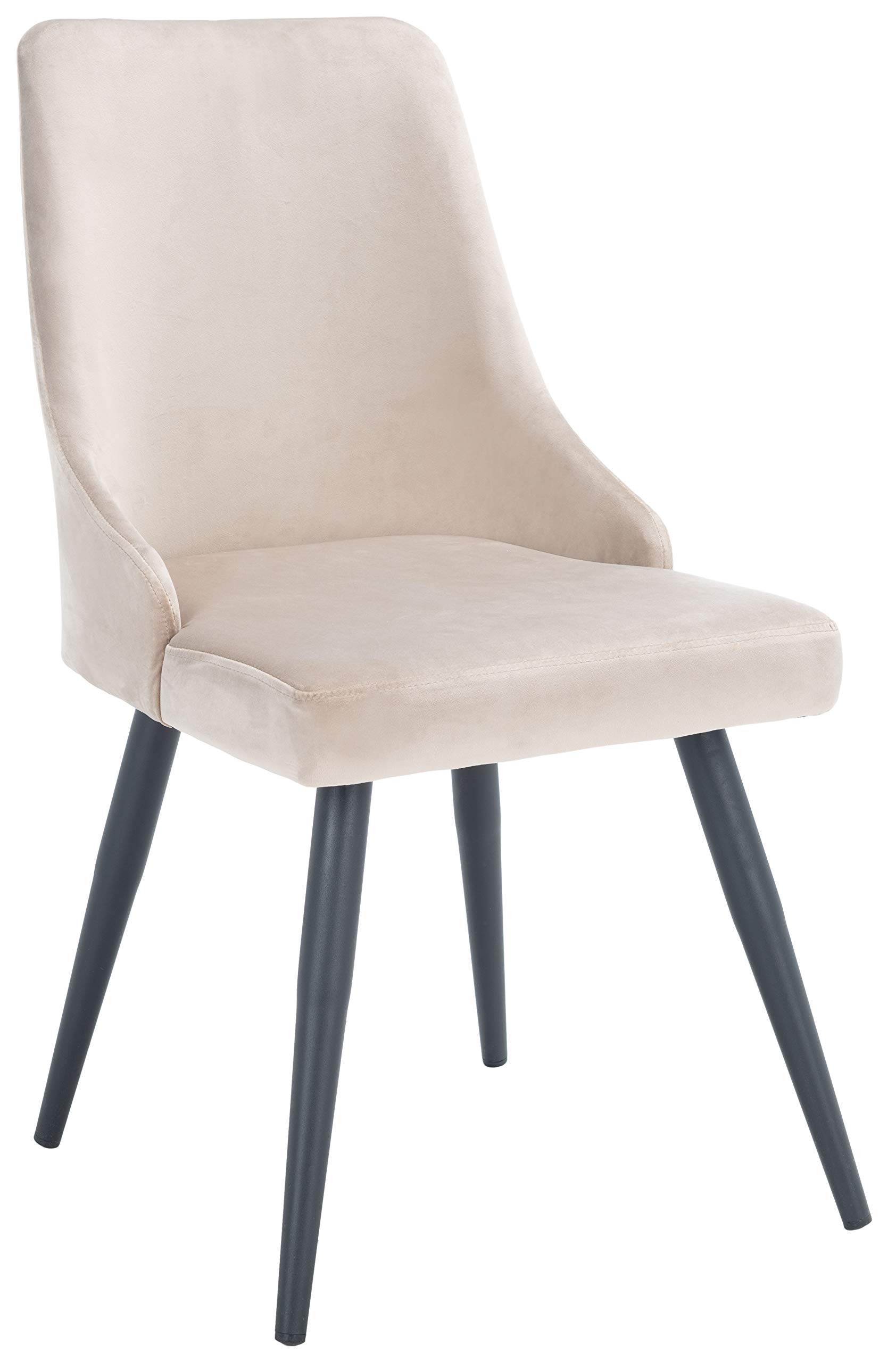 SAFAVIEH Zoi Velvet Dining Chairs Set of 2 - 19 Inch Modern Upholstered Side Chairs for Kitchen, Dining Room & Office - Taupe & Black Velvet Fabric Seating