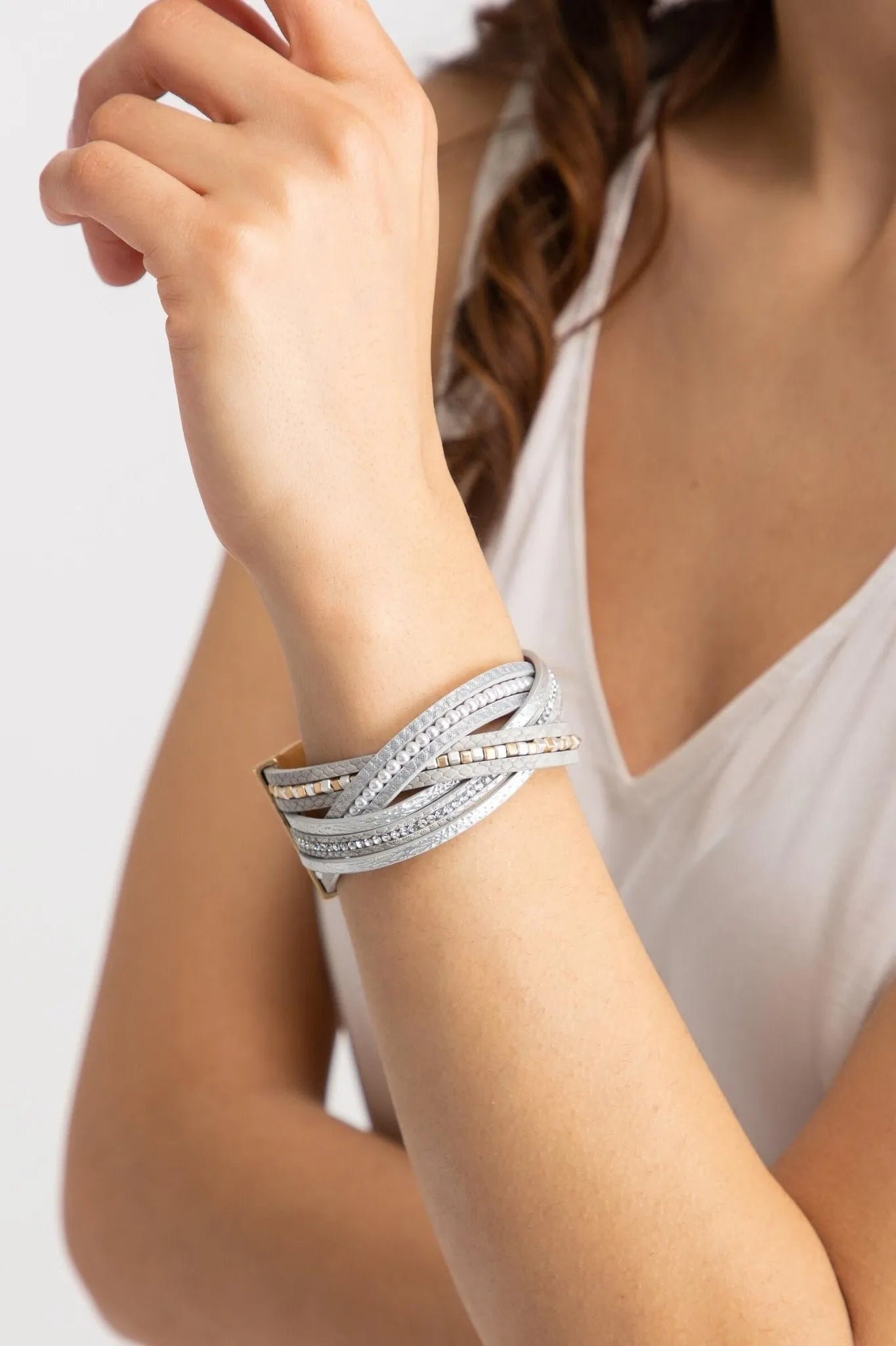 Stark Mixed Bead Leather Bracelet for Women - Handmade Boho Chic Adjustable Wrap Bracelet - Perfect for Casual Wear, Festival, and Gift Giving