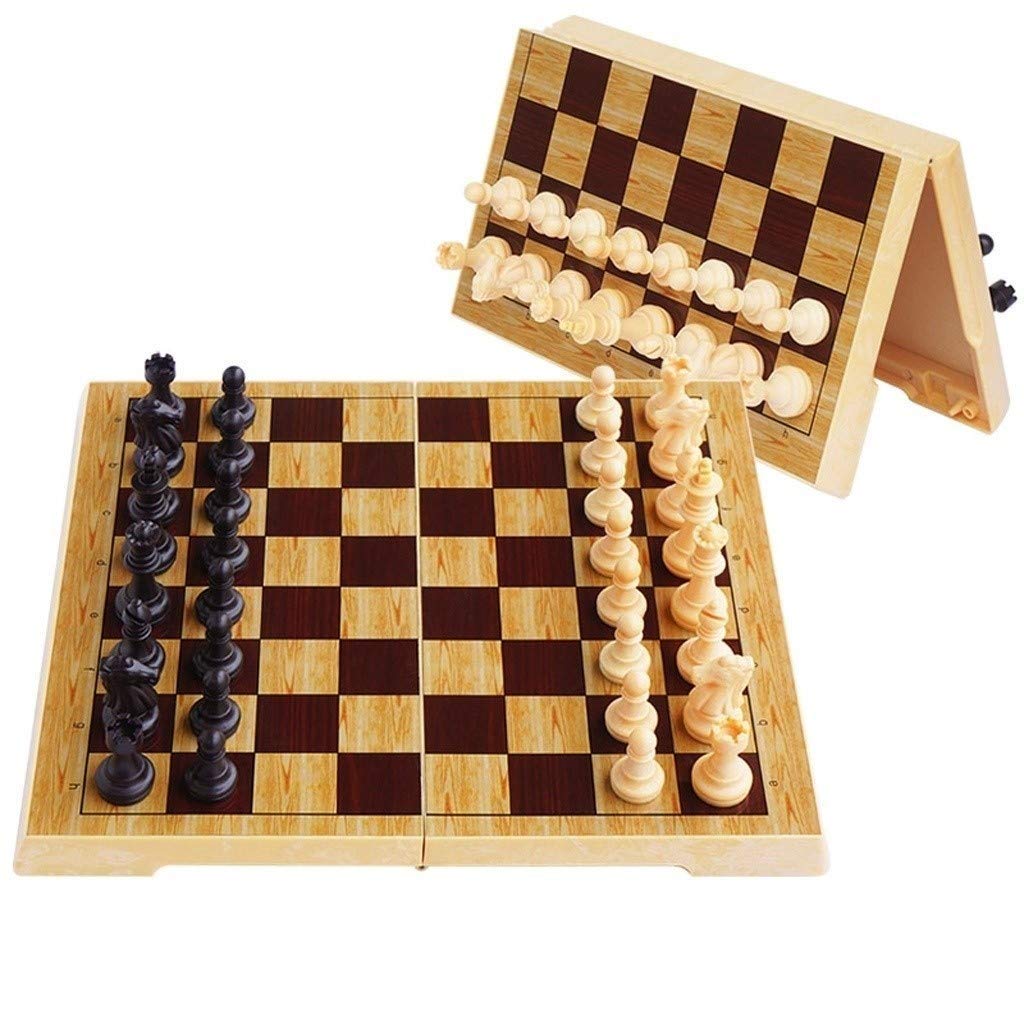 Premium Magnetic Wooden Chess Set - Folding Chess Board with Plastic Chessboard & Magnetic Pieces - Classic Strategy Game for Adults & Kids - Perfect for Home, Office, Travel & Gifts