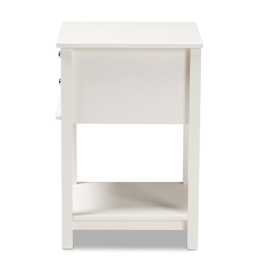 BOWERY HILL White Finished 2-Drawer Wood Nightstand - Modern Bedside Table for Bedroom, Living Room & Guest Room - Compact Storage with Smooth Gliding Drawers