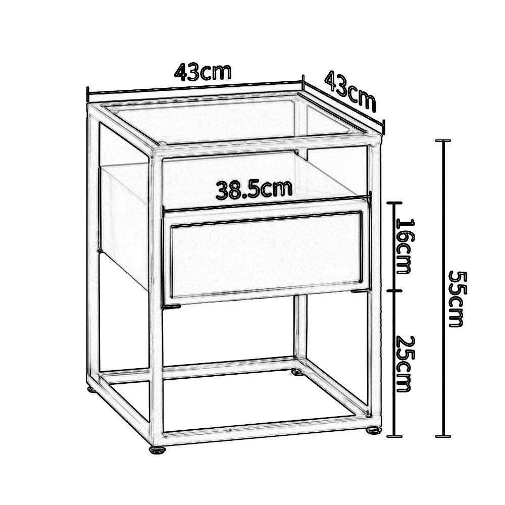 Modern Small Coffee Table with 2 Shelves & Drawers - Glass Top Side Table for Living Room, Bedroom, Sofa - Compact Storage Cabinet for Home Decor & Organization | Perfect for Small Spaces, Apartments, and Cozy Reading Nooks