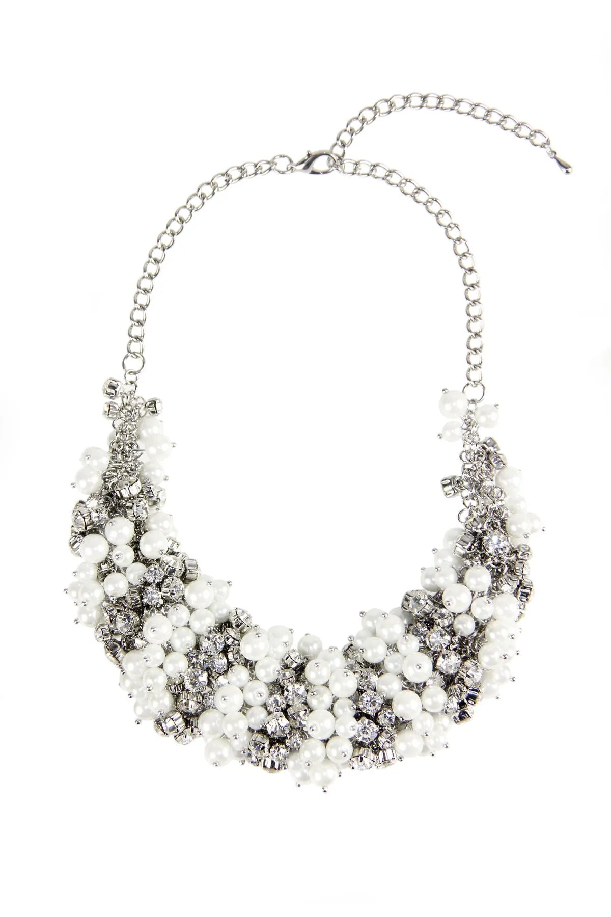 Elegant Pearl and Crystal Statement Glass Stone Necklace for Women - Perfect for Weddings, Parties & Special Occasions