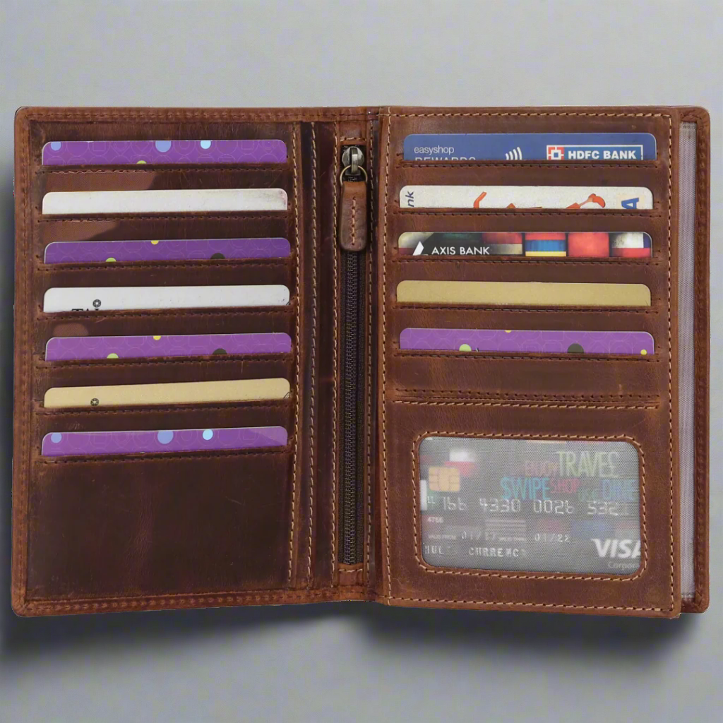 Premium MET Men's Genuine Leather Wallet with Middle Zipper - Slim Bifold Design for Cash & Cards - Perfect for Everyday Carry, Business & Travel Essentials