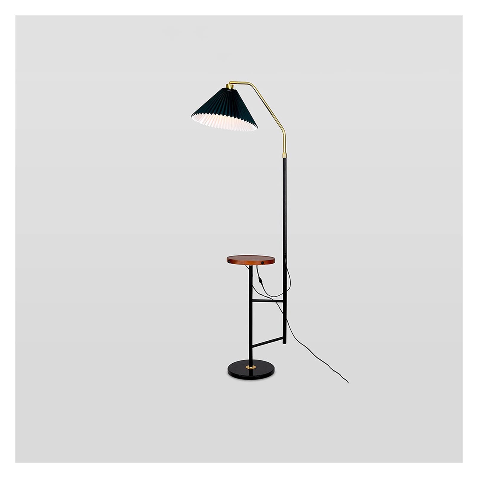 Elegant Floor Lamp with Side Table - Pleated Fabric Lampshade & Marble Base, Tall Standing Light for Living Room, Bedroom, Office - Perfect Reading Lamp & Home Decor (Bulb Not Included) - Color B