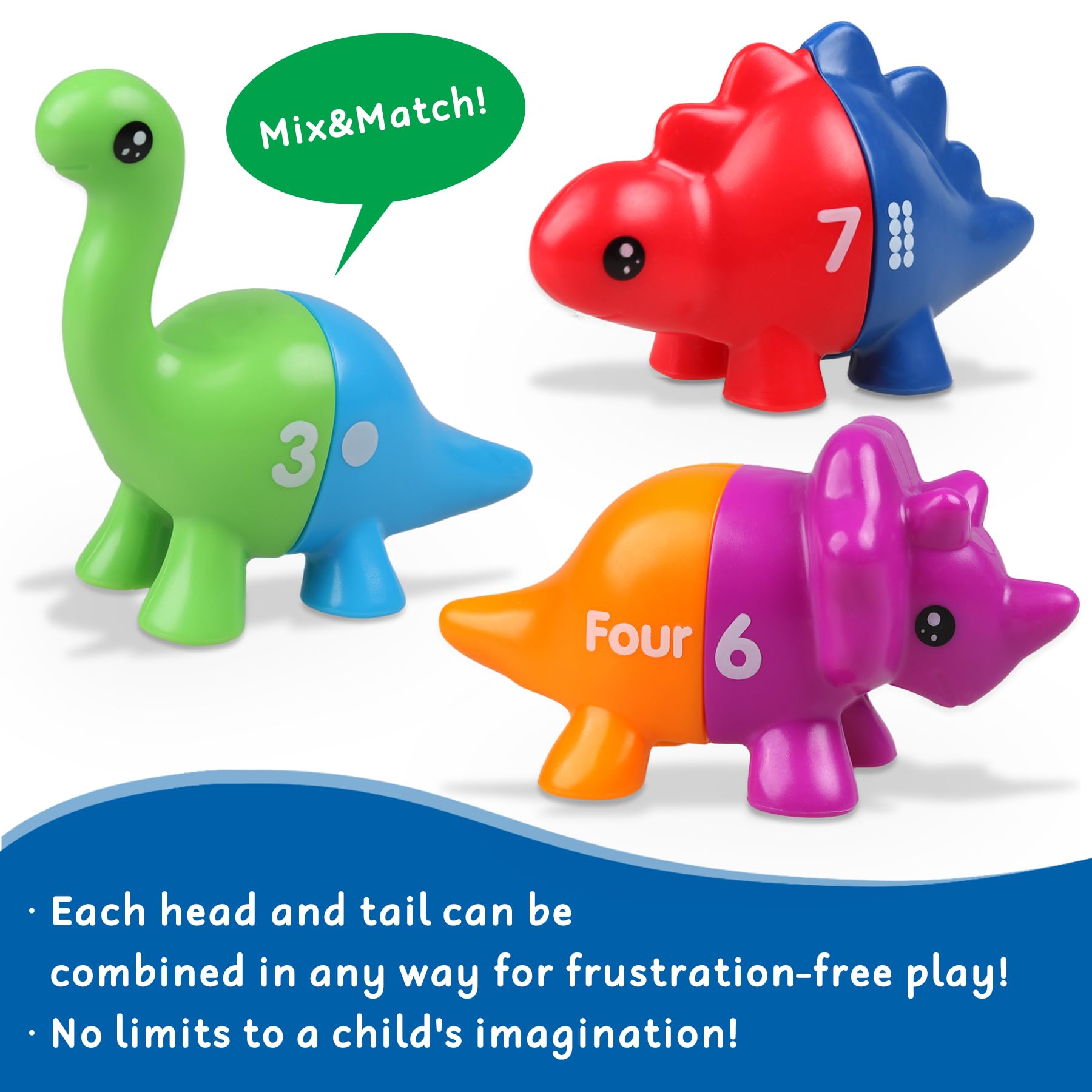 Dinosaur Montessori Toys for Toddlers 1-4 - Educational Sensory Toys for Outdoor Learning & Travel Play