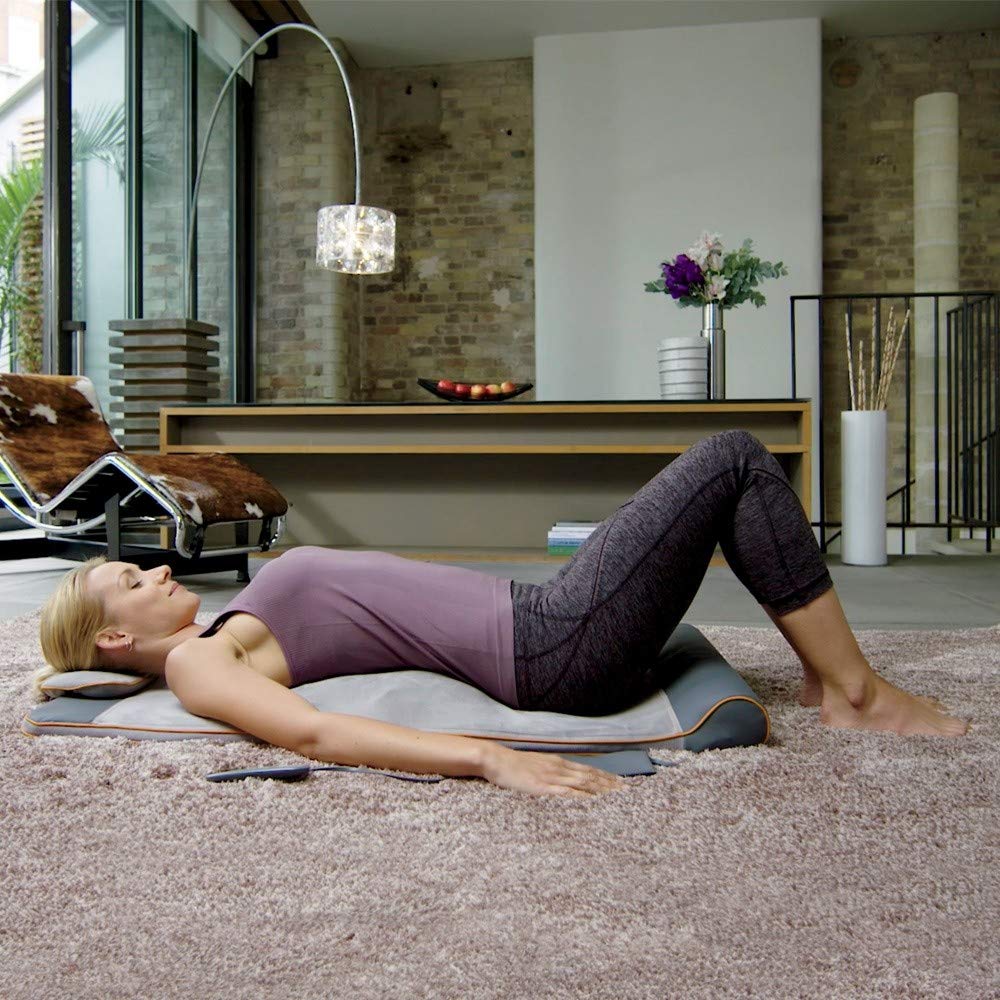 Homedics Silver Yoga Mat with Air Compression & 3 Intensity Levels - Premium Back & Lumbar Support for Stretching, Fitness & Home Workouts - Ideal for Yoga, Pilates & Physical Therapy Recovery