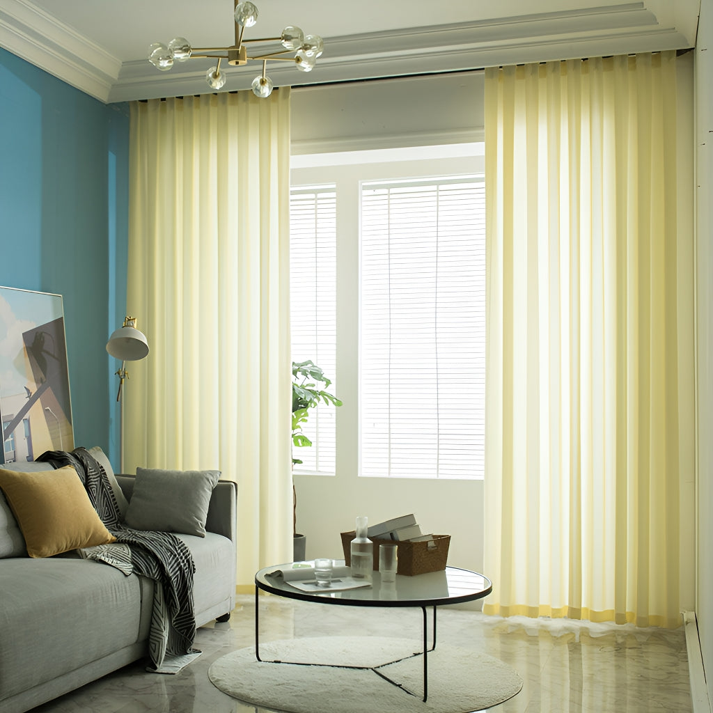 Marissa Solid Color Sheer Grommet Curtains - Lightweight Airy Window Drapes for Living Room, Bedroom & Office - Custom Size Available
