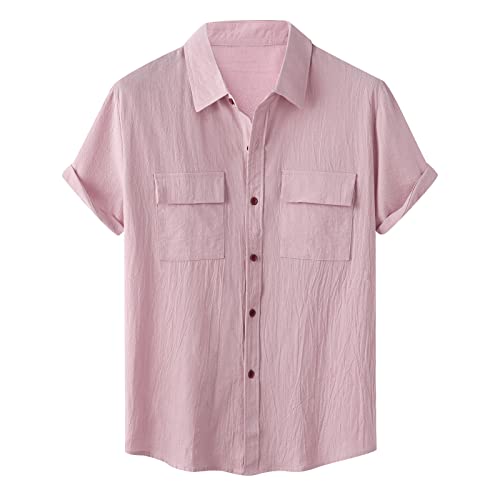 Men's Casual Polo Shirts - Solid Color Button Down Short Sleeve Shirt with Double Pocket & Turn Down Collar | Beachwear, Summer Outfits, Office Casual & Weekend Wear | NIT61T