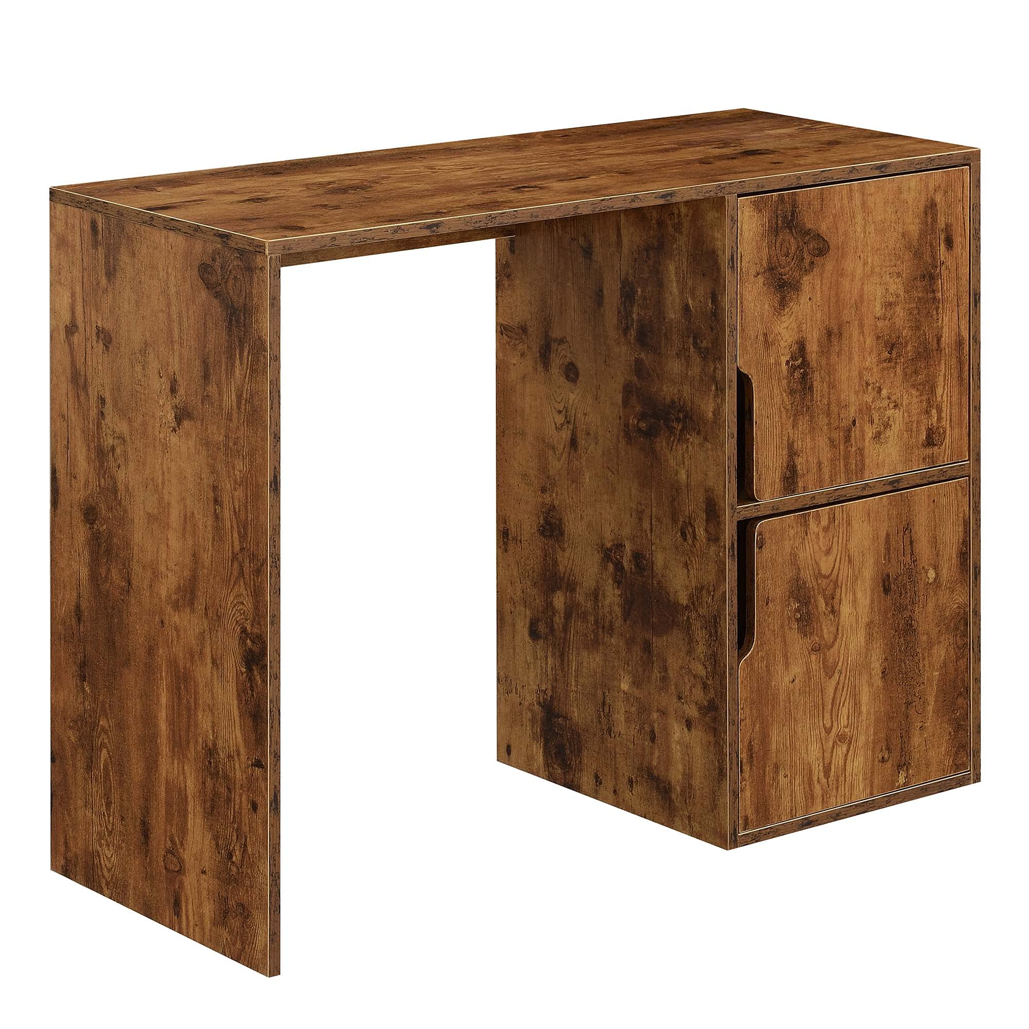 Convenience Concepts Designs2Go Student Desk with Storage Cabinets - Barnwood Finish Study Desk for Home Office, Dorm Room & Small Spaces - Perfect for Remote Learning & Work from Home Setup