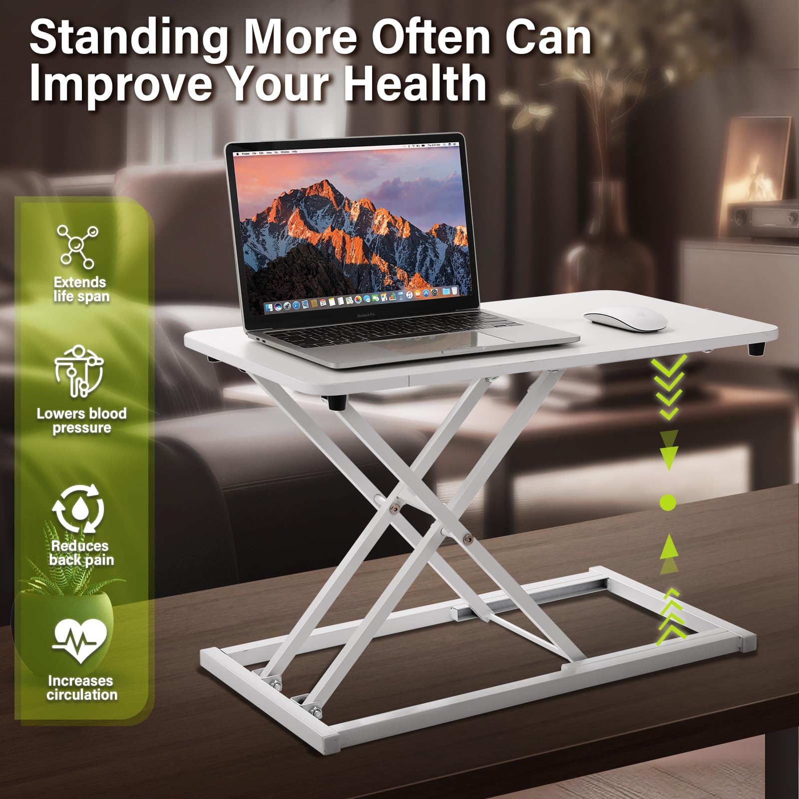 6-Level Adjustable Standing Desk Converter - Compact Sit Stand Workstation with 23.6