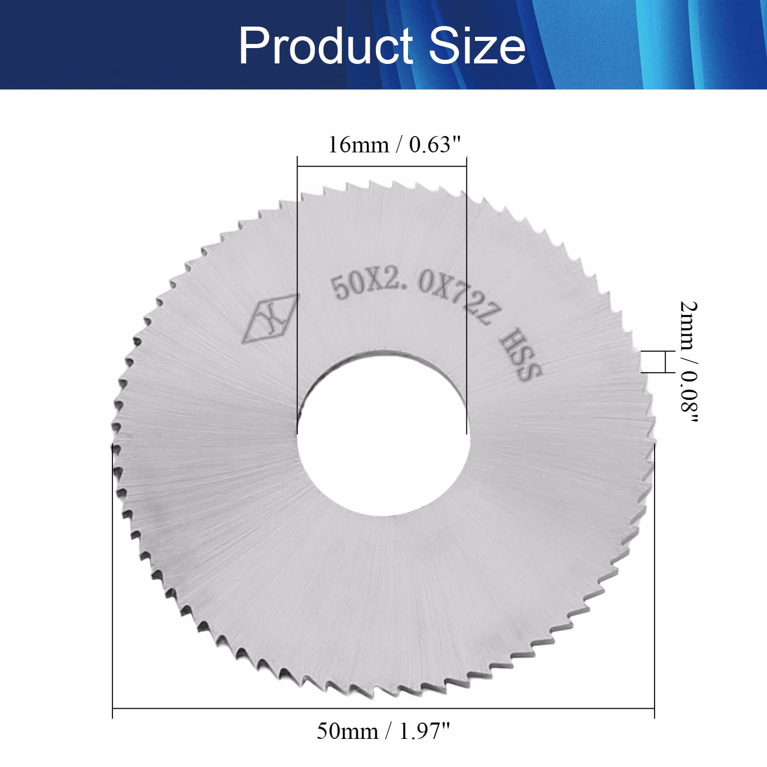 2 Inch HSS Metal Cutting Saw Blade - 50mm x 16mm x 2mm, 72 Teeth for DIY & Metalworking