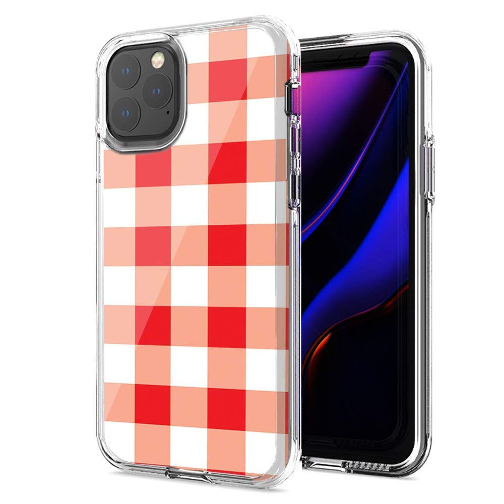 Durable Red Plaid Double Layer Protective Case for Apple iPhone 12 Pro & iPhone 12 - Shockproof & Slim Design for Everyday Use & Outdoor Activities