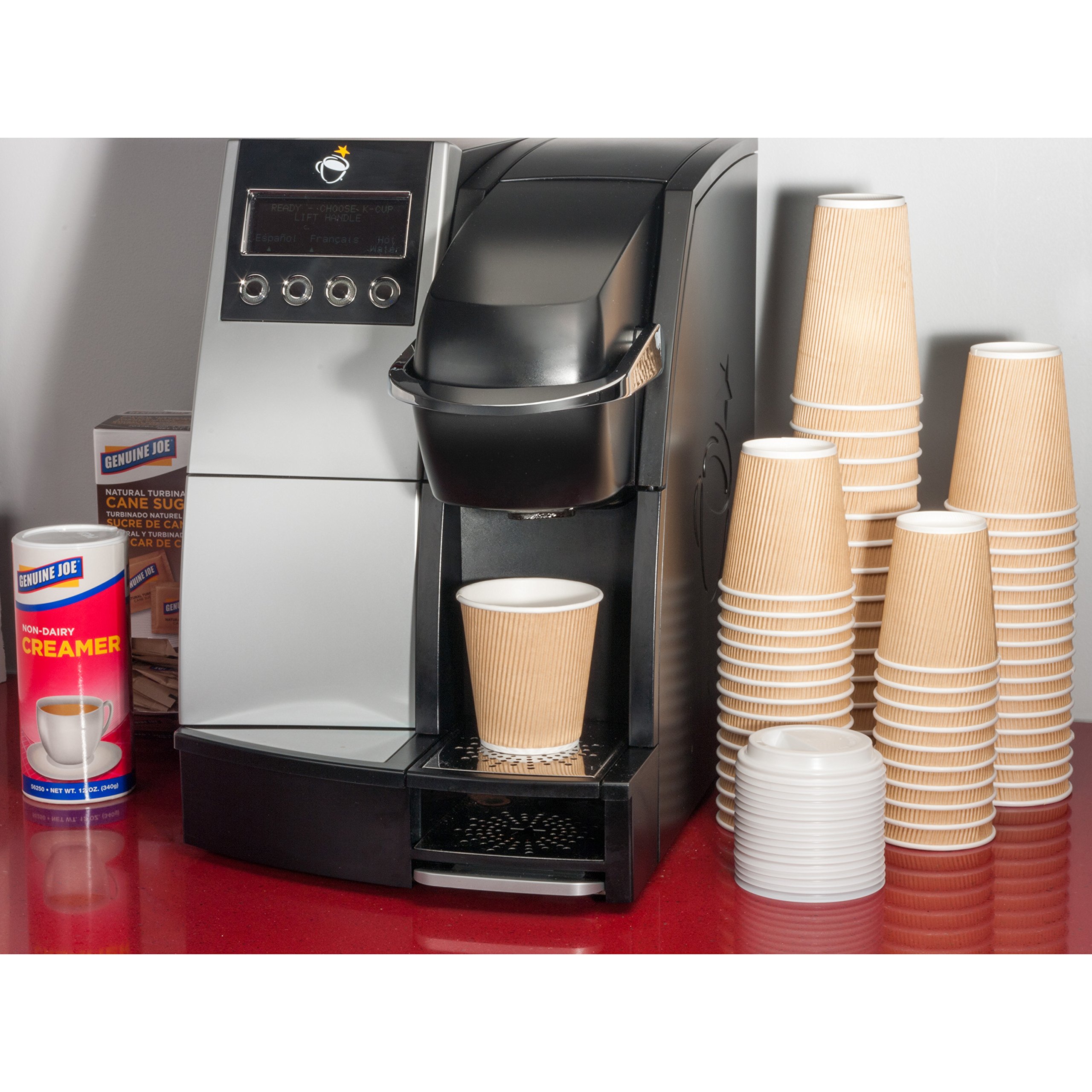 Genuine Joe Ripple Hot Cups - 12oz Insulated Paper Coffee Cups (50 Count) - Perfect for Coffee, Tea, Hot Chocolate - Ideal for Offices, Cafes & Home Use