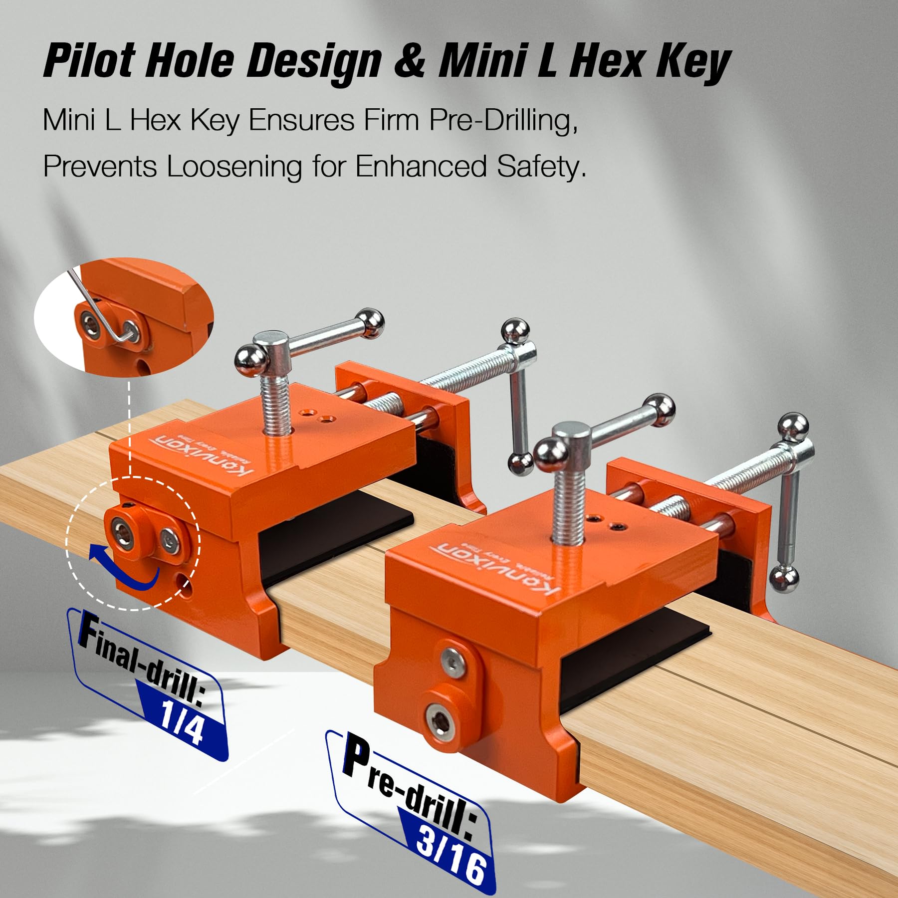 2 Pack Cabinet Clamps with Mini L Hex Key Set - 440LBS Gap-Free Claw Clamps for Woodworking & Cabinet Installation - Cabinet Face Frame Clamps with Drilling Hole - Perfect for DIY Home Projects & Professional Woodworking Tools