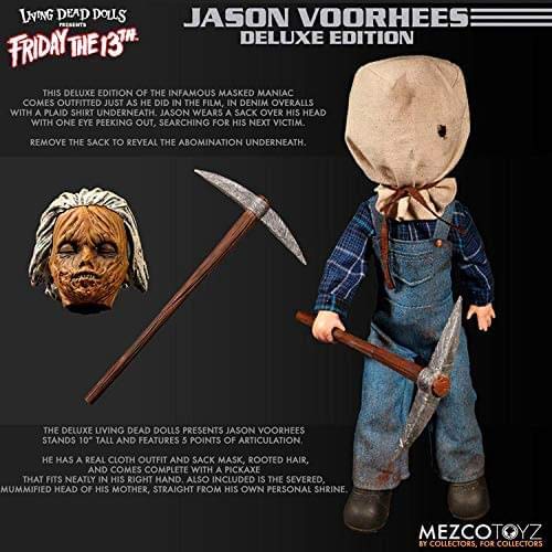 Mezco Toyz Living Dead Dolls Friday The 13th Part II Jason Voorhees Deluxe Action Figure - Horror Movie Collectible for Display & Halloween Decor