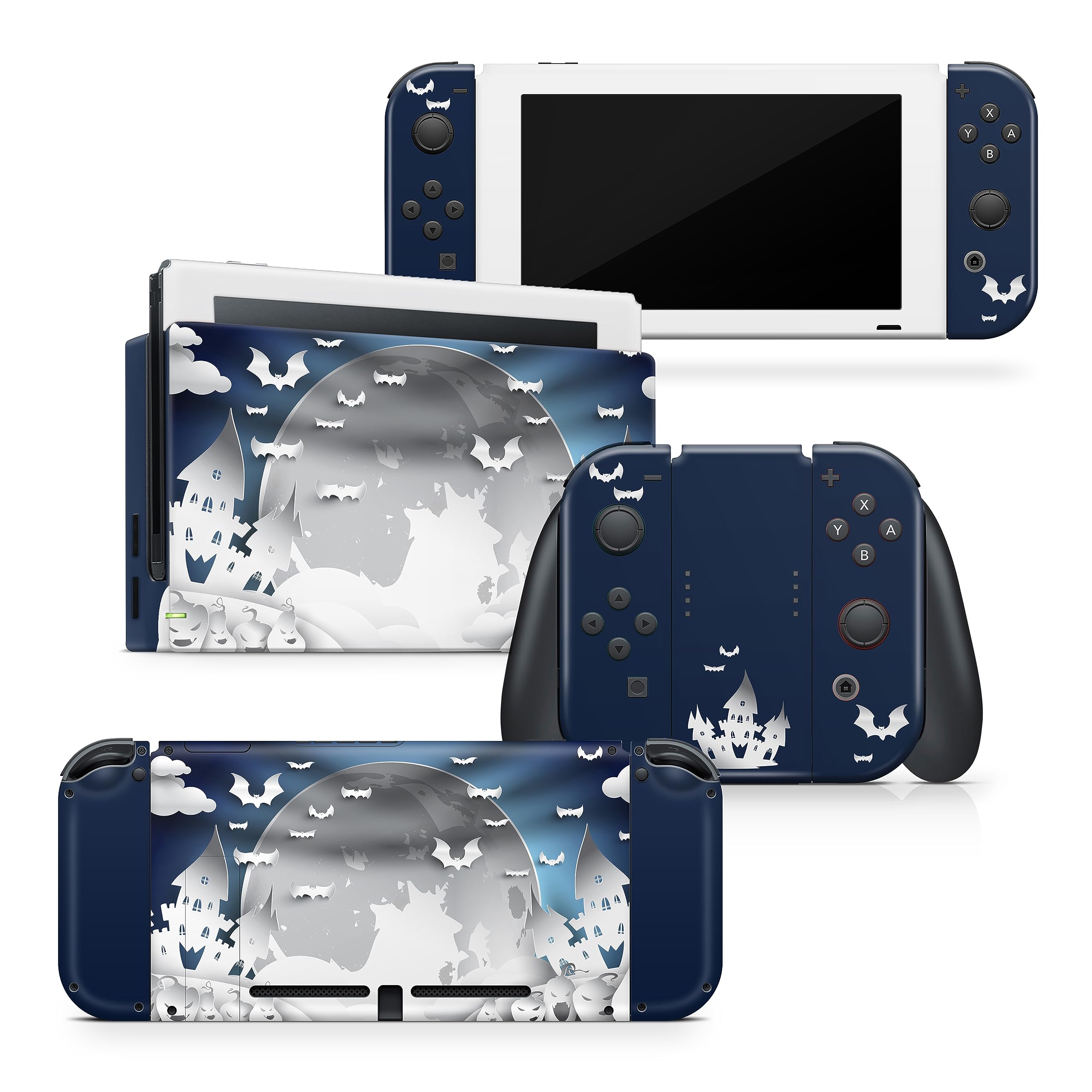 Spooky Kawaii Halloween Nintendo Switch Skin Wrap - Premium 3M Vinyl Full Body Decal for Nintendo Switch & OLED (Dark Night Design) - Perfect for Halloween Gaming Parties & Horror Game Nights