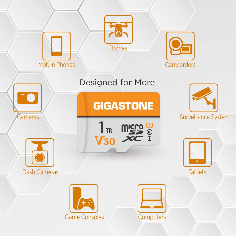 GIGASTONE 1TB Micro SD Card 2-Pack - UHS-I V30 Class 10 MicroSDXC Memory Card with 140MB/s Speed - Compatible with 4K Video, GoPro, Action Cameras, Drones & Security Cameras - Perfect for Outdoor Adventures, Home Surveillance & High-Performance Storage