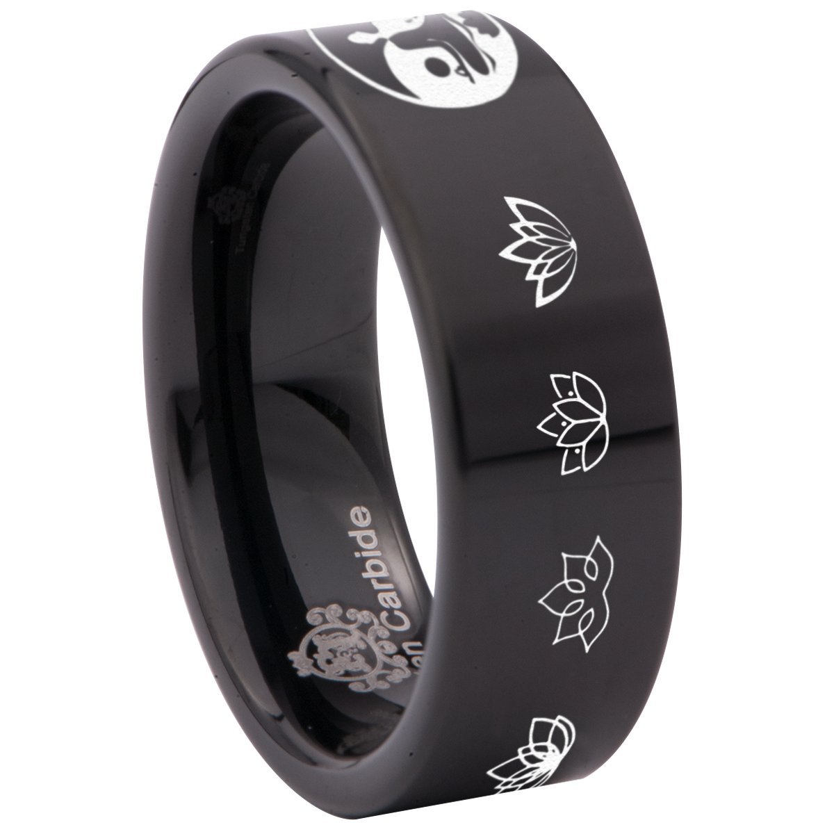 Tungsten Carbide Yin Yang Ring for Men & Women - 8mm Wedding Band, Anniversary Gift, Unisex Jewelry - Perfect for Couples, Engagements, and Special Occasions