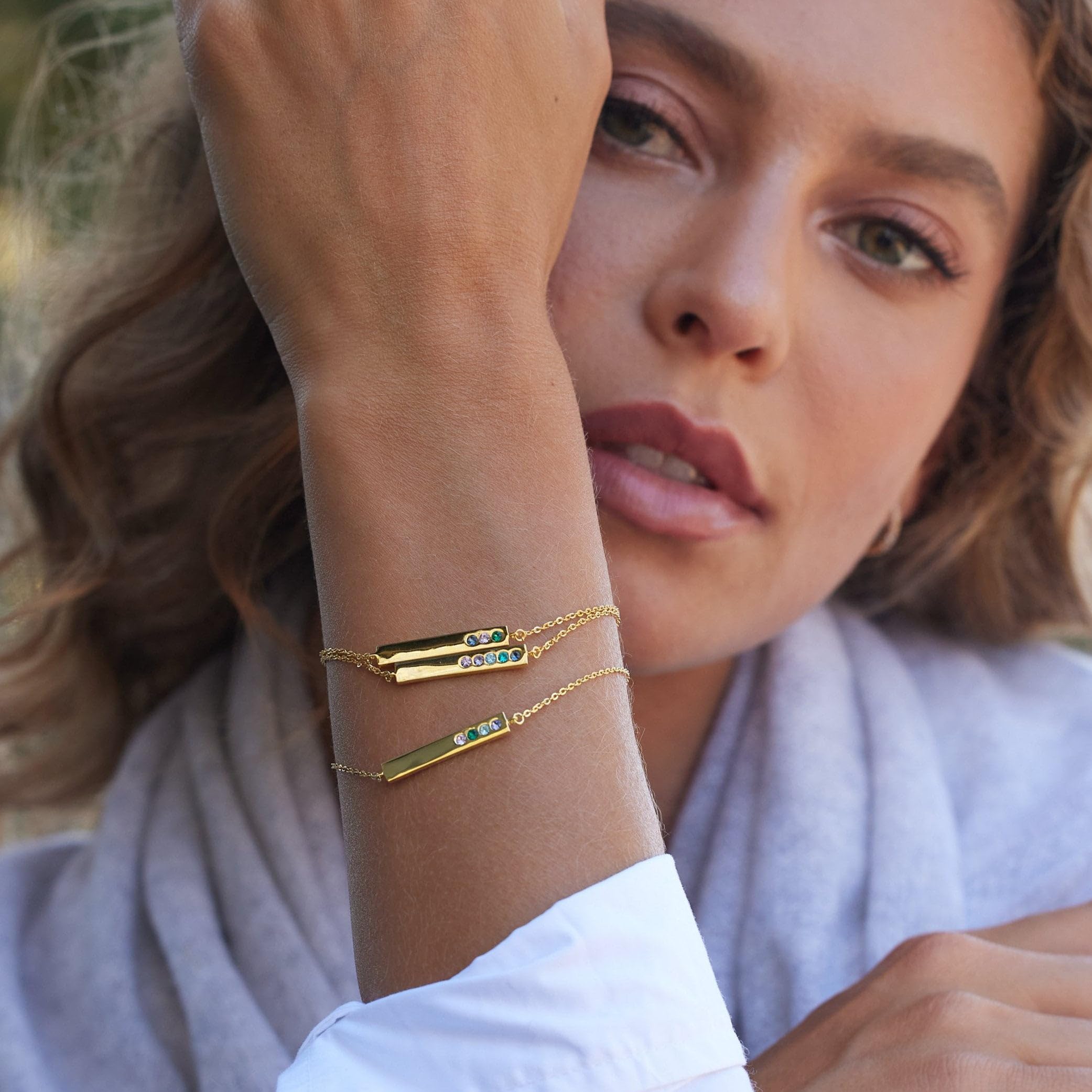 EVE'S ADDICTION Custom Birthstone Bar Bracelet for Women - Personalized Silver Birthstone Jewelry - Meaningful Gift for Mom, Wife, Daughter - Perfect for Mother's Day, Birthday & Anniversary Gifts
