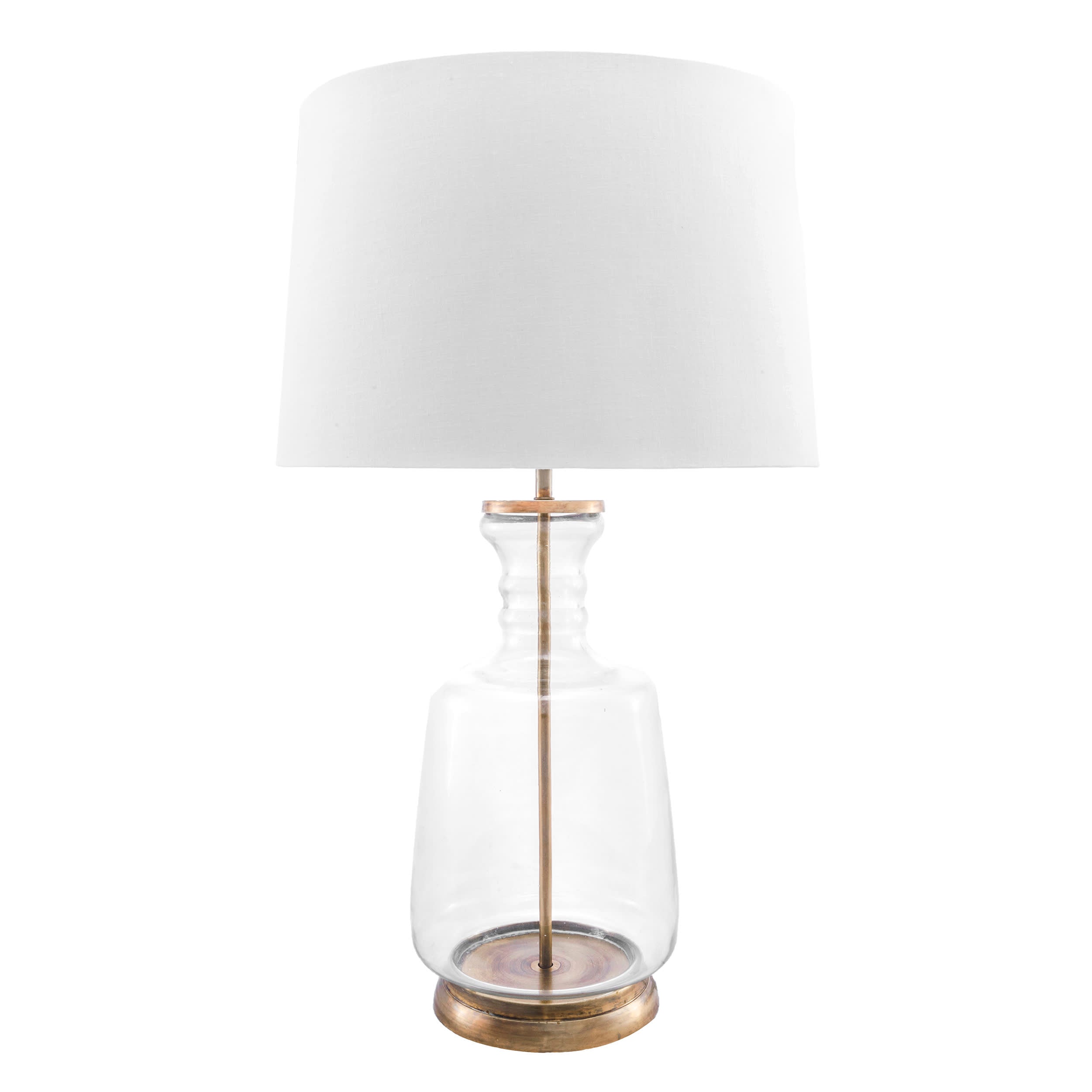 24 Inch Emma Clear Glass Table Lamp with Gold Base - Modern Home & Office Lighting for Living Room, Bedroom, or Study