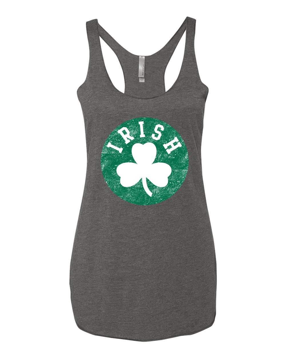 Vintage White Lucky Charm Irish Clover St. Patrick's Day Tri-Blend Racerback Tank Top - Perfect for St. Patrick's Day Parties, Irish Themed Events & Casual Summer Wear