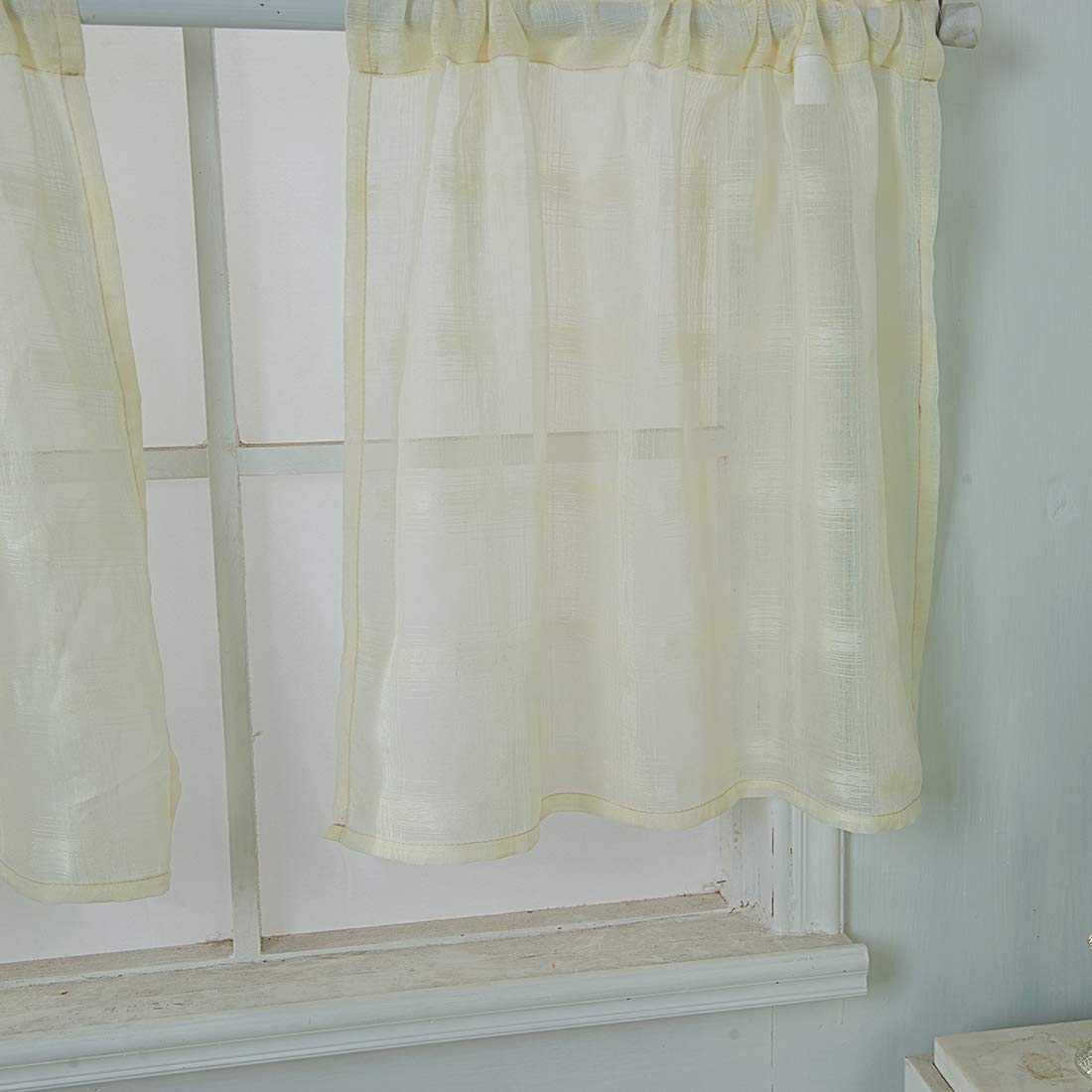 2Pcs Sheer Voile Linen Cafe Curtains for Small Windows - 29