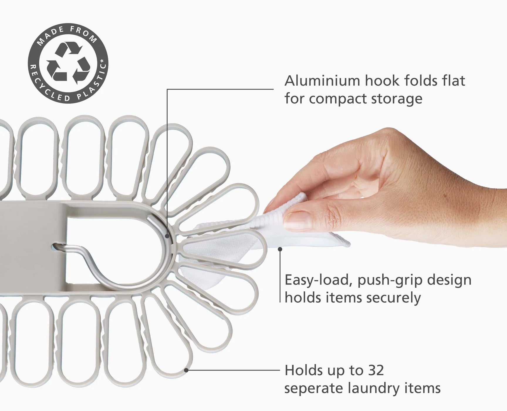 32-Piece Quick Grip Ecru Clothes Drying Hanger Set - Space Saving Laundry Organizer for Small Spaces & Apartments - Perfect for Drying Delicates, Socks, and Underwear