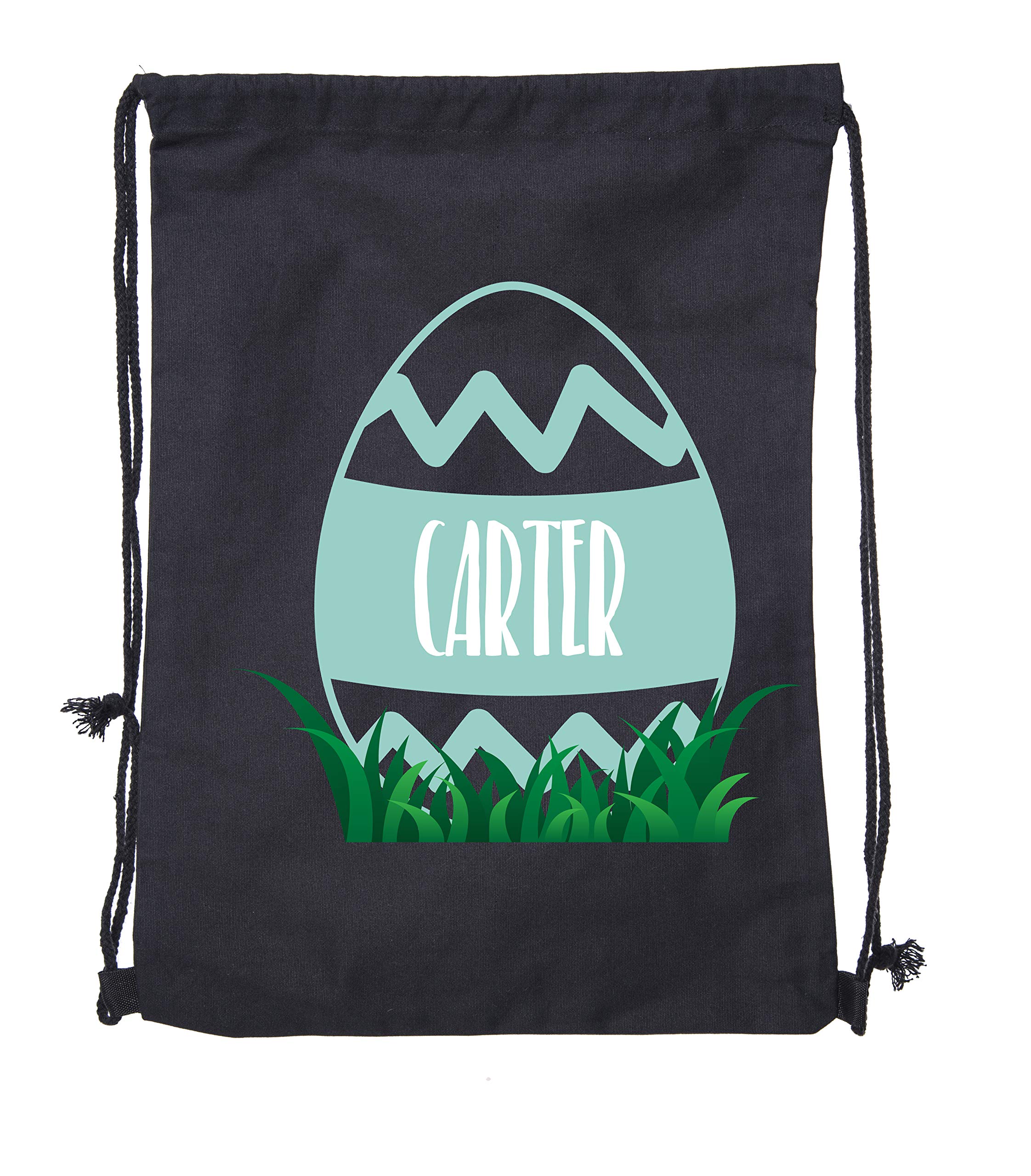 Custom Easter Basket Bags - Personalized Cotton Drawstring Backpacks for Easter Egg Hunt, Gifts & Party Favors - Reusable & Washable Zig Zag Egg Design for Kids & Adults