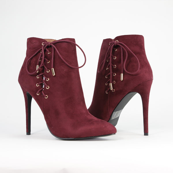 Tacita Women's Side String Up Stiletto Bootie - Stylish Pointed Toe Ankle Boots for Night Out, Party & Date Night