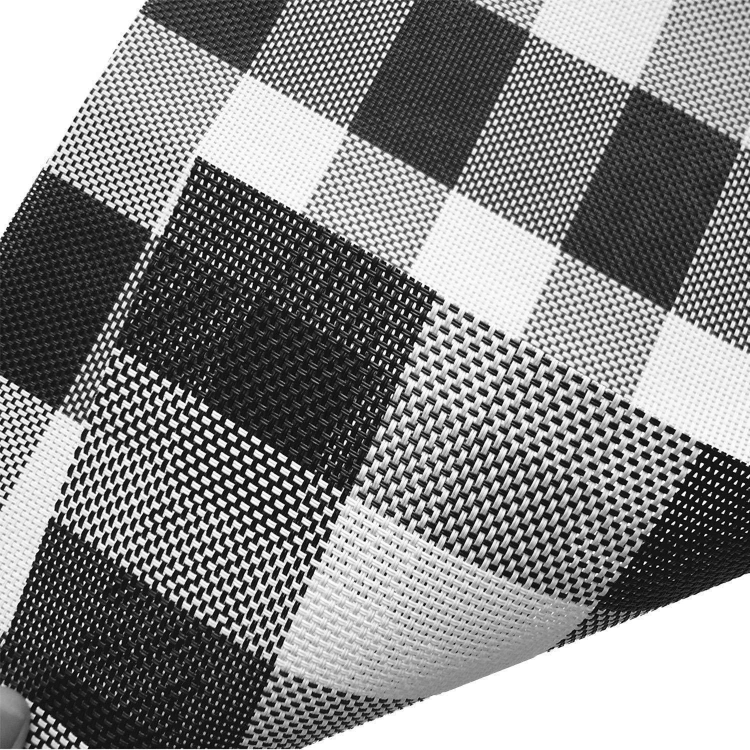 Ukeler 4-Pack Buffalo Check Plaid Placemats - Woven PVC Non-Slip Washable Vinyl Table Mats for Kitchen & Dining Room - Black and White Classic Design - Perfect for Holiday Dinners, Family Gatherings & Everyday Use