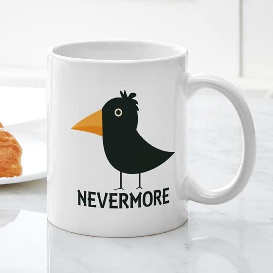 Nevermore Raven Mug 11 oz (325 ml) - Ceramic Coffee Cup with Edgar Allan Poe Design - Perfect for Tea, Hot Chocolate & Office Use