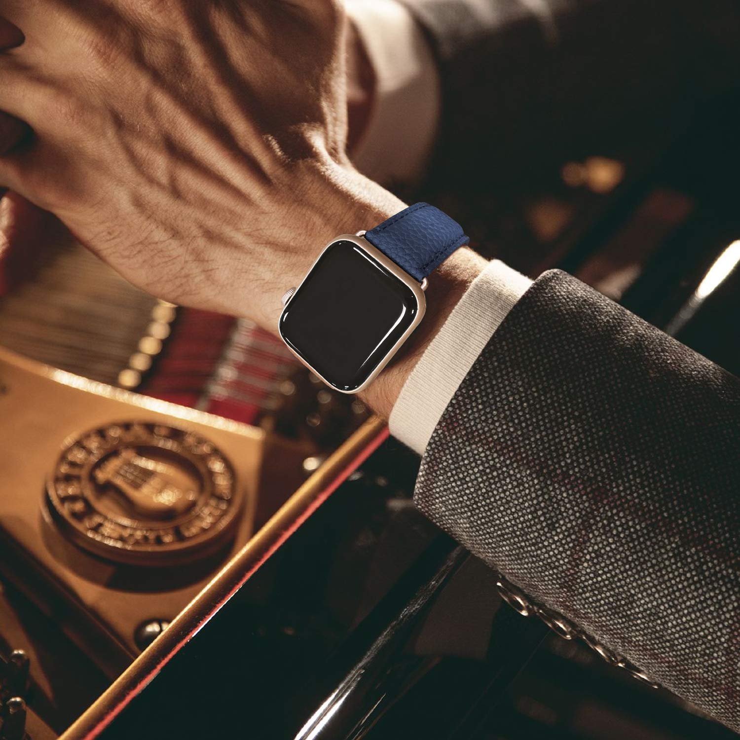 Premium Fullmosa Leather Apple Watch Bands for 38mm 40mm 41mm 42mm 44mm 45mm 49mm - Compatible with Series 9/8/7/6/5/4/3/2/1/SE/Ultra 2 - Stylish Dressy Strap with Case for Women - Perfect for Work, Parties & Everyday Wear