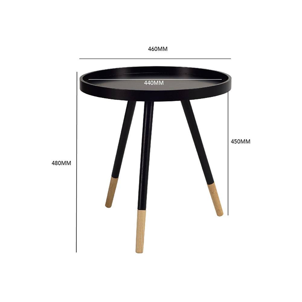 Mika Round Tray Side Table - Modern Wooden Coffee Table with Handles for Living Room, Bedroom, or Patio - Perfect for Holding Drinks, Books, and Decor