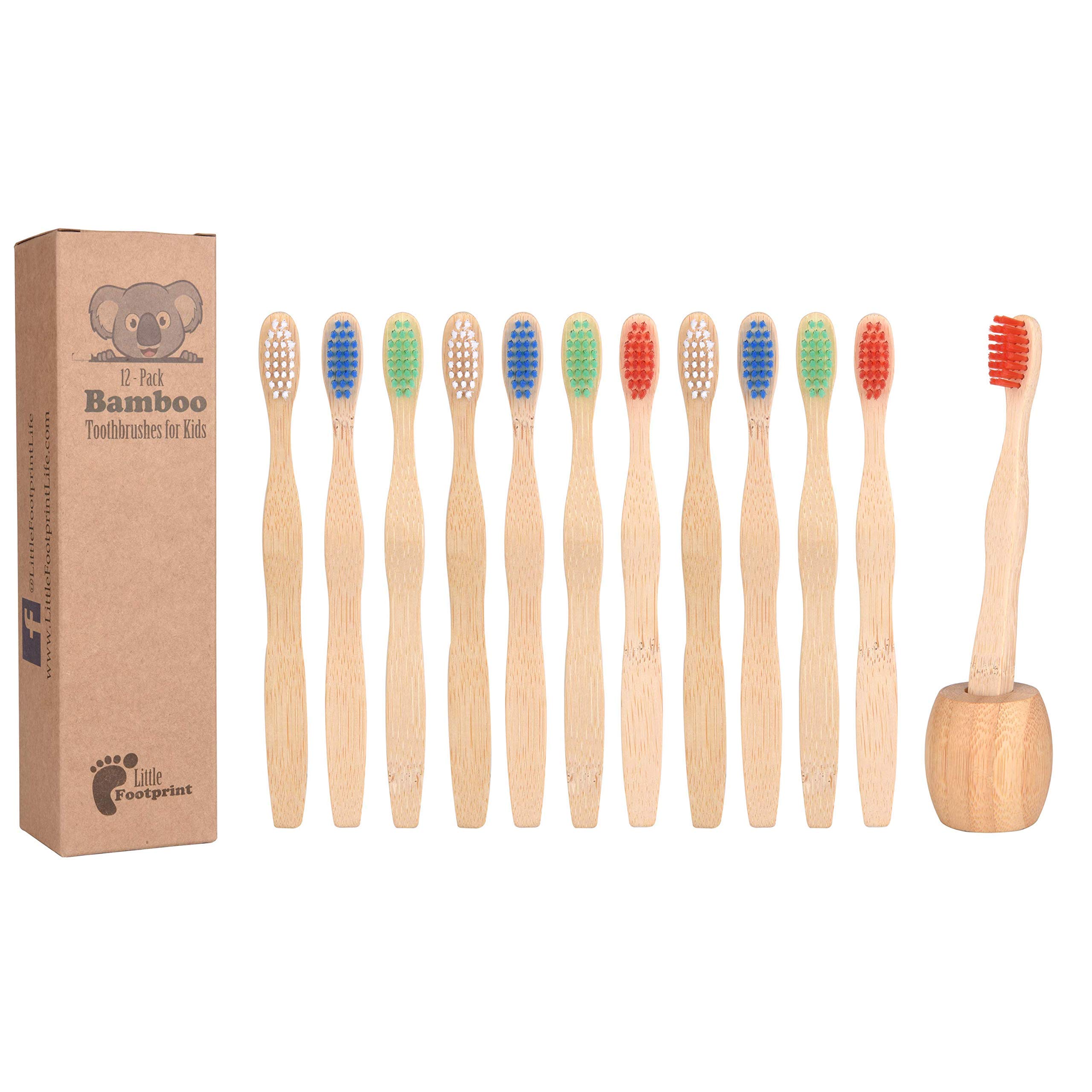 Eco-Friendly Kids Bamboo Toothbrushes 12 Pack | BPA-Free Soft Bristles | Biodegradable & Compostable Natural Bamboo Toothbrush Set | Perfect for Travel, School & Sustainable Family Dental Care