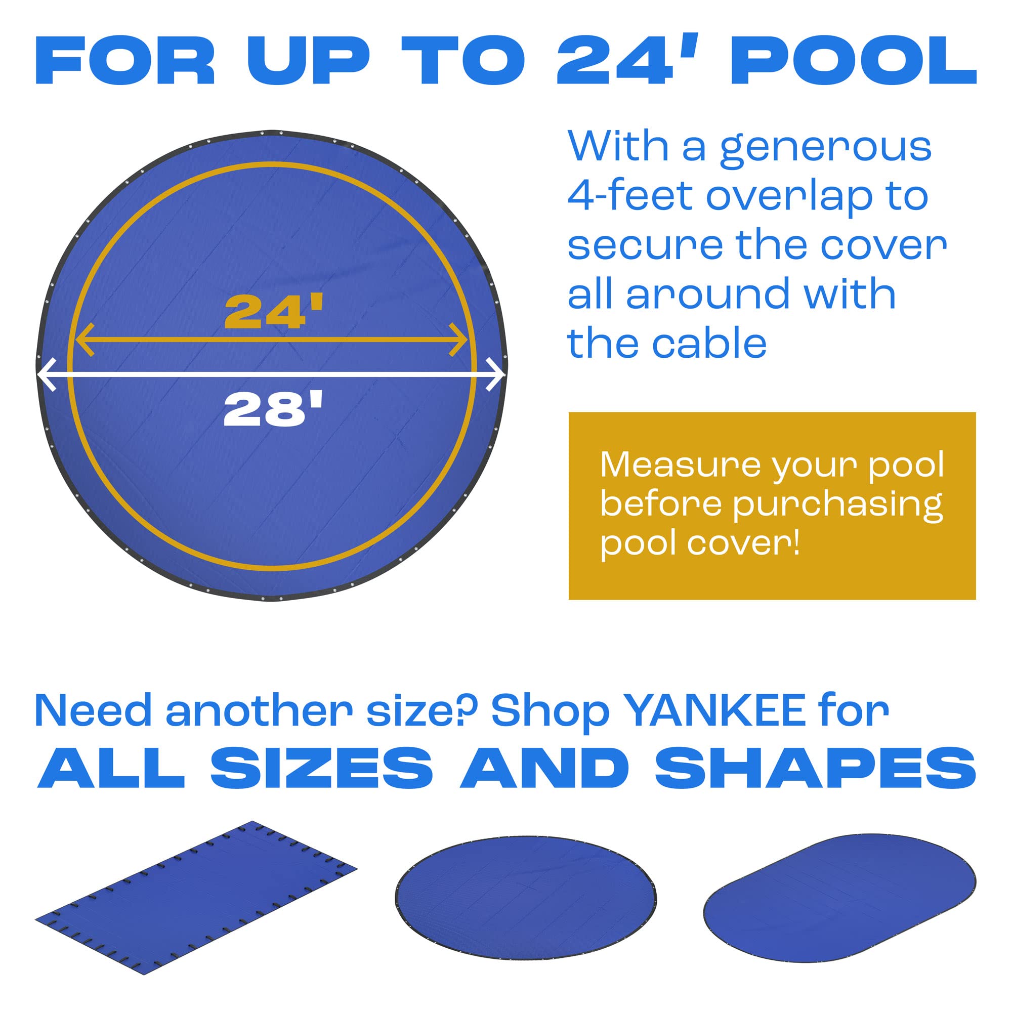 24 ft Round Winter Pool Cover for Above Ground Pools | Extra Thick & Durable Cold & UV Resistant Cover | Sapphire Series Premium Protection | Perfect for Winterizing & Protecting Your Above Ground Pool from Snow, Leaves & Debris