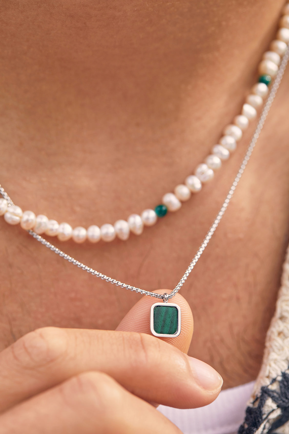 Men's Square Gemstone Pendant Necklace - Sterling Silver or Gold Plated Gemstone Jewelry for Men - Perfect for Gifts, Weddings & Everyday Wear