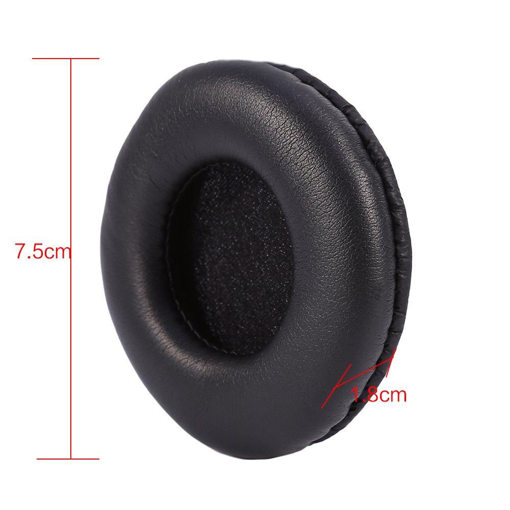 Sutinna Universal 75mm Black PU Leather Ear Pads - Soft Replacement Cushion for Headphones with Cloud-Like Comfort | Perfect for Gaming, Music & Office Use