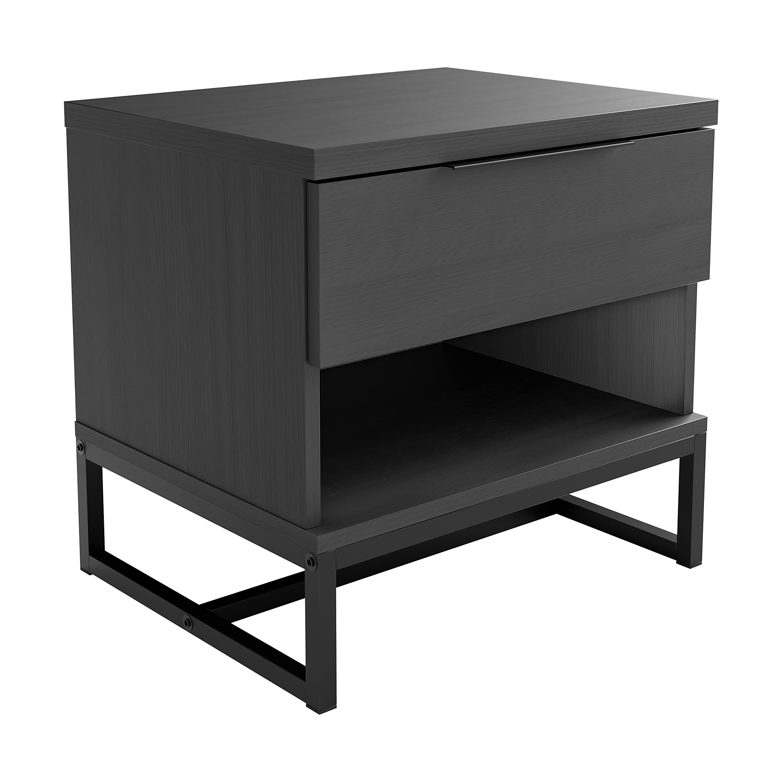 Boyd Sleep Catania Contemporary Wood Finish 5-Piece Drawer Nightstand - Modern Black Bedside Table for Bedroom, Living Room & Guest Room Storage