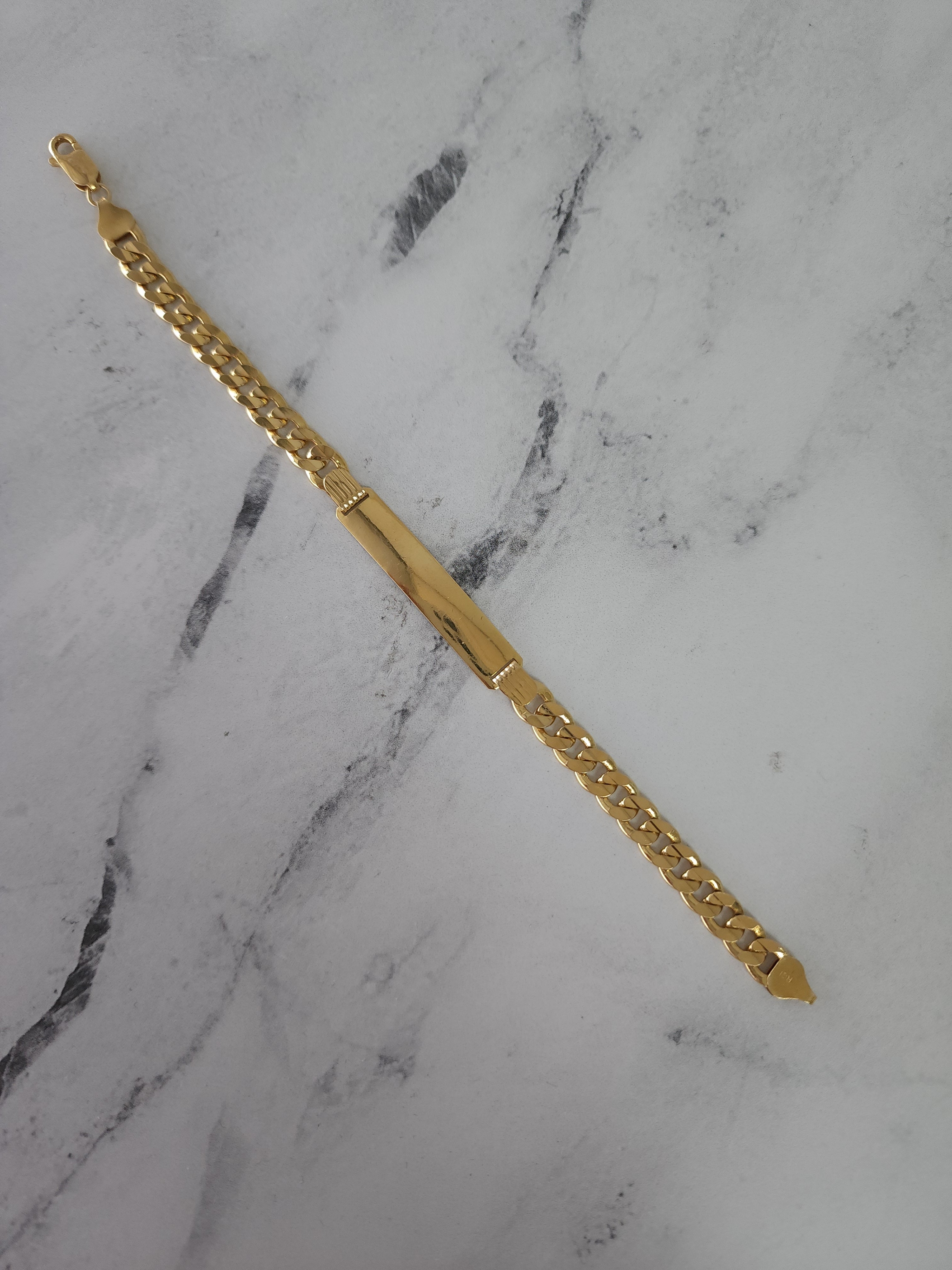 14K Yellow Gold Cuban Link ID Bracelet - Personalized Name Bracelet for Men & Women - Perfect for Gifts, Fashion, and Everyday Wear