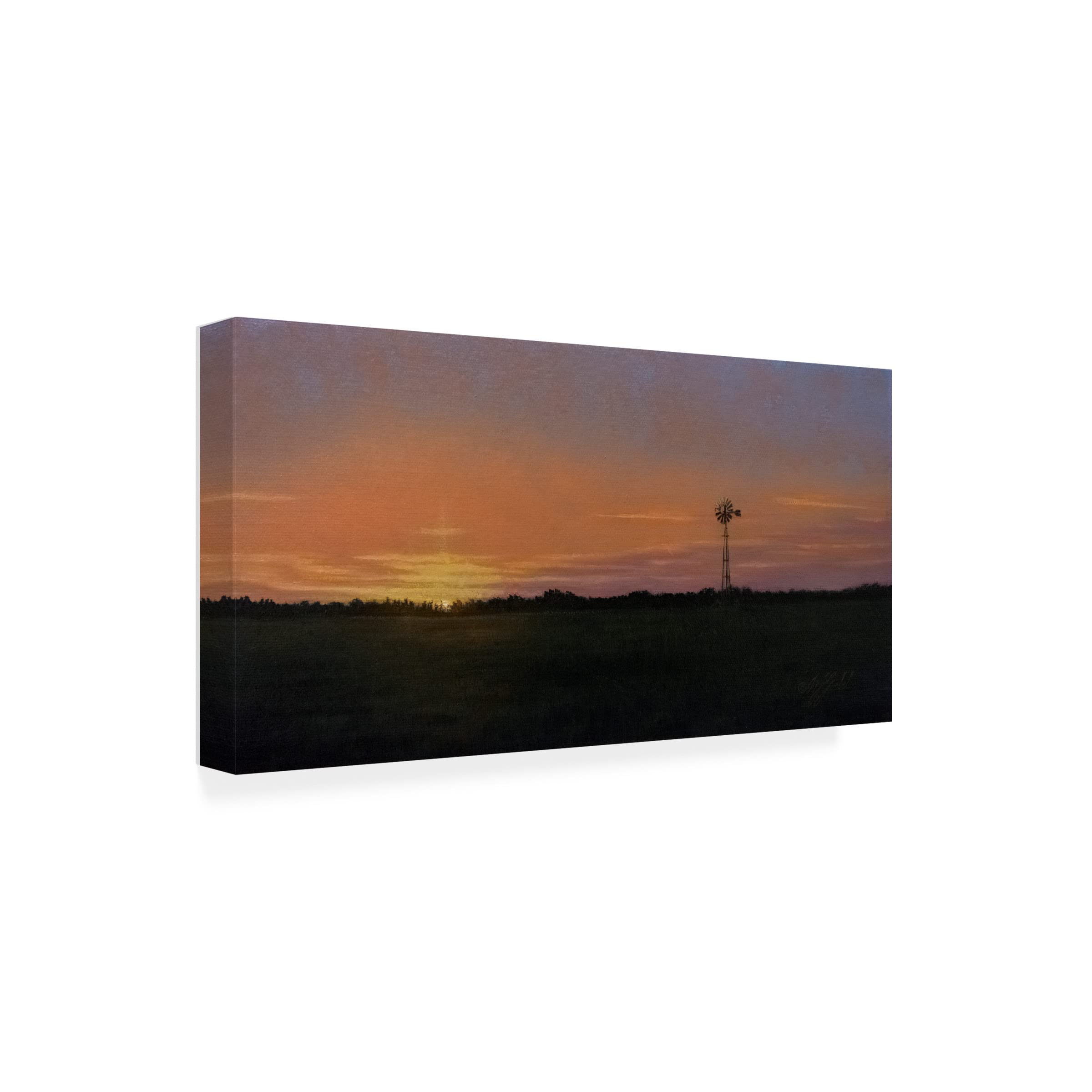 Trademark Fine Art 'Days End' Canvas Wall Art by Wilhelm Goebel - Hand-Painted Landscape Painting for Living Room, Bedroom & Office Decor