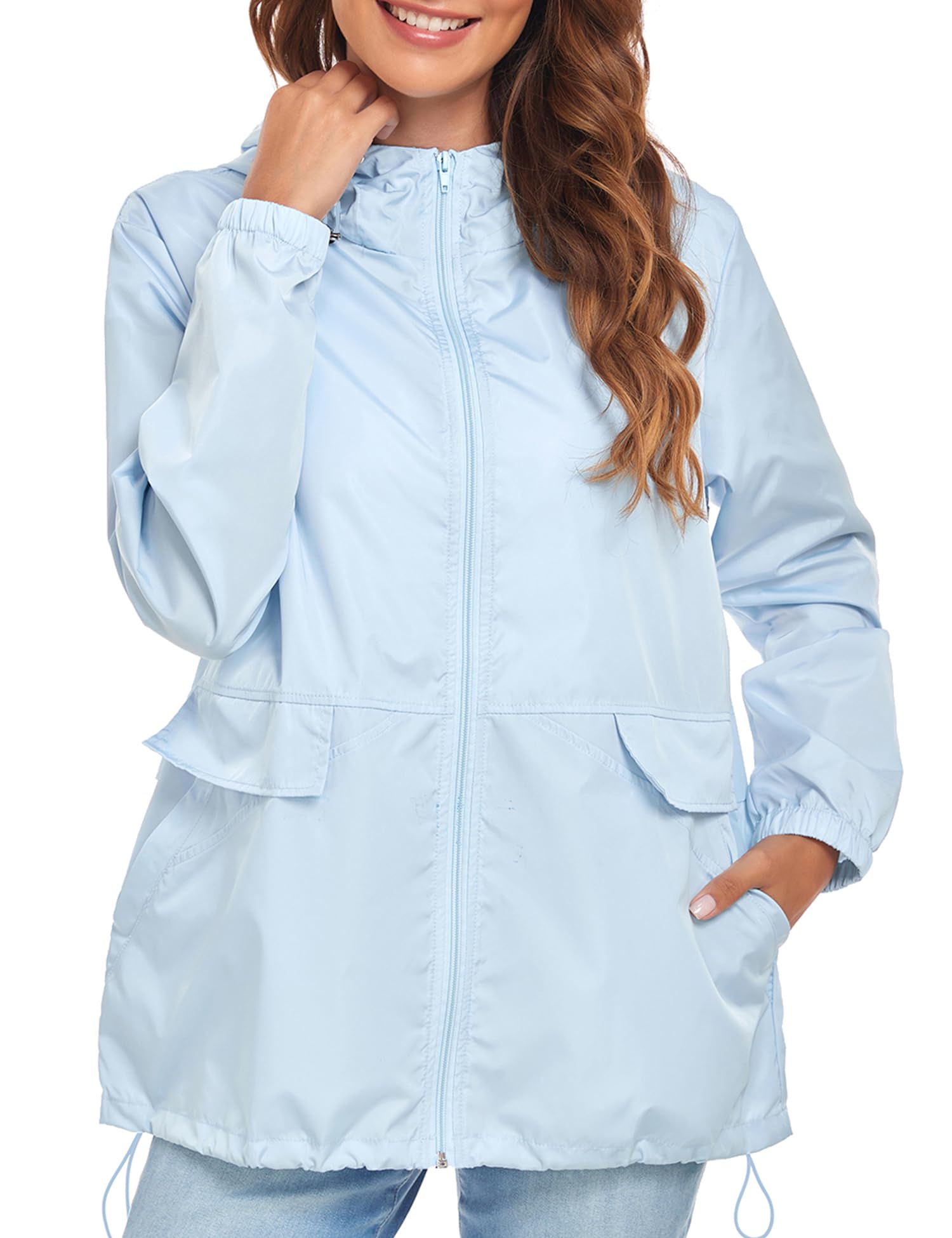 Women's Lightweight Waterproof Raincoat - Packable Windproof Hooded Jacket for Outdoor Activities (S-XXL) | Perfect for Hiking, Travel & Commuting