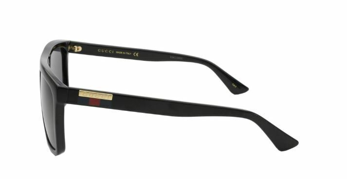 Gucci GG 0748S 001 Black/Gray Rectangle Polarized Sunglasses for Men - UV Protection, Luxury Fashion Accessory for Driving, Travel & Outdoor Activities