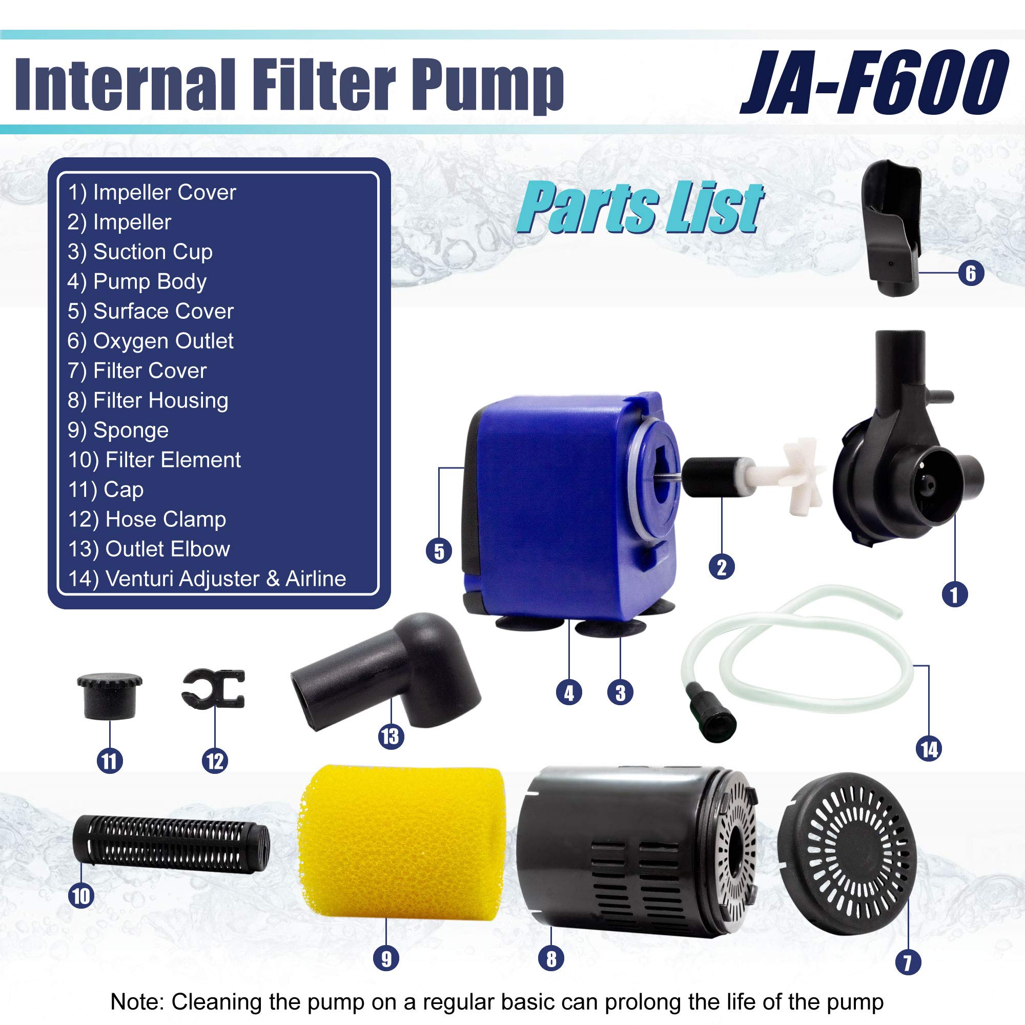 210 GPH Submersible Water Pump (800L/H, 15W) - Ultra Quiet Aquarium Powerhead with 3-in-1 Filter Function for Circulation, Filtration & Oxygenation - Ideal for Fish Tanks, Ponds, Fountains & Hydroponics (8-Pack)