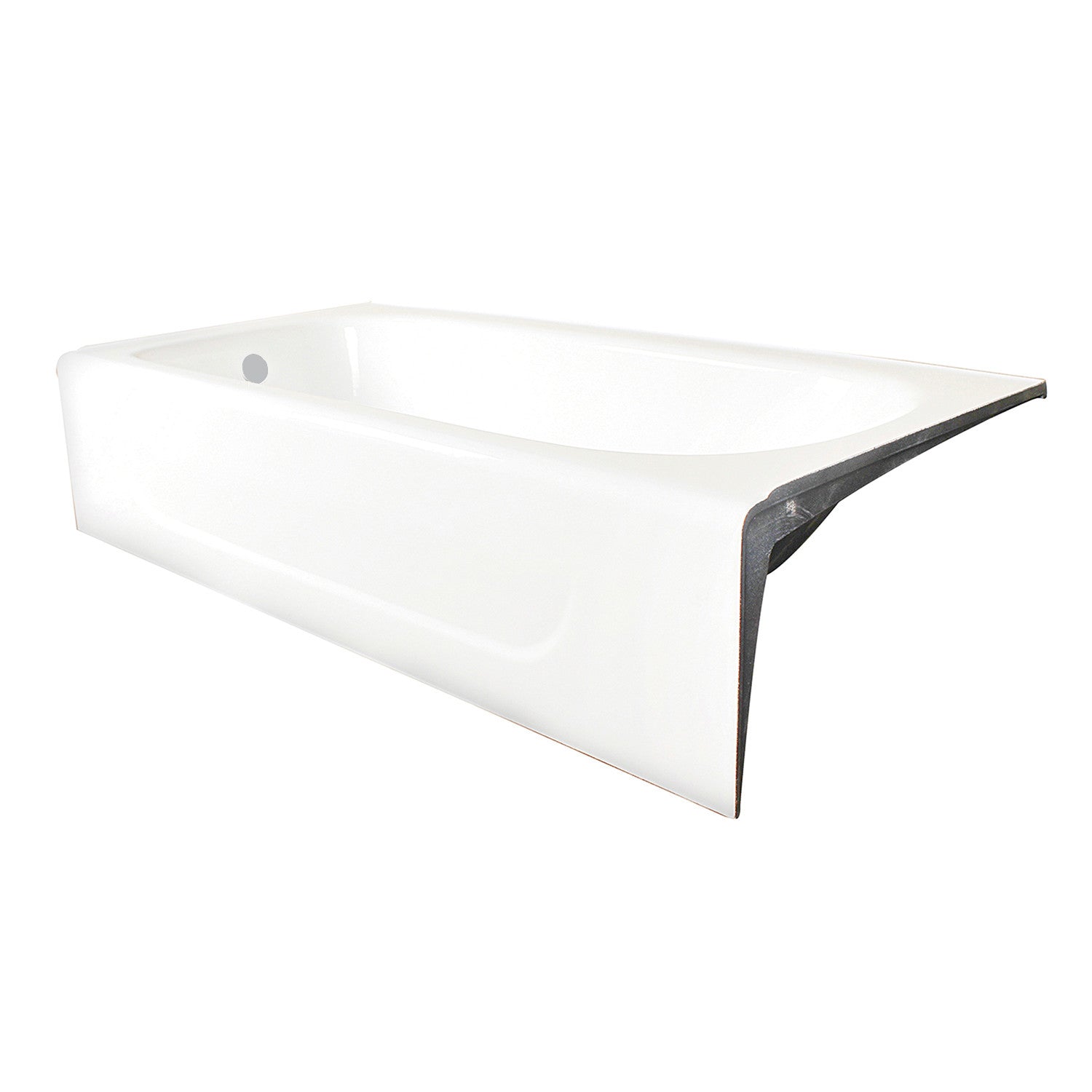 Aqua Eden 60 Inch Cast Iron Rectangular 3 Wall Alcove Bathtub - Left Drain Hole, White Porcelain Finish | Freestanding Soaking Tub for Bathroom Remodel & Spa Relaxation