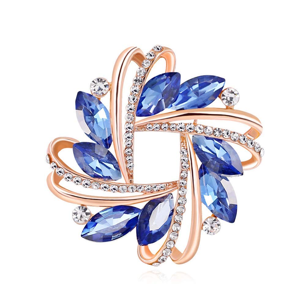 Elegant Crystal Flower Brooch Pin for Women - Rhinestone Silk Scarf Clip Buckle - Valentine's Day Gift for Her - Perfect for Weddings, Parties & Office Attire