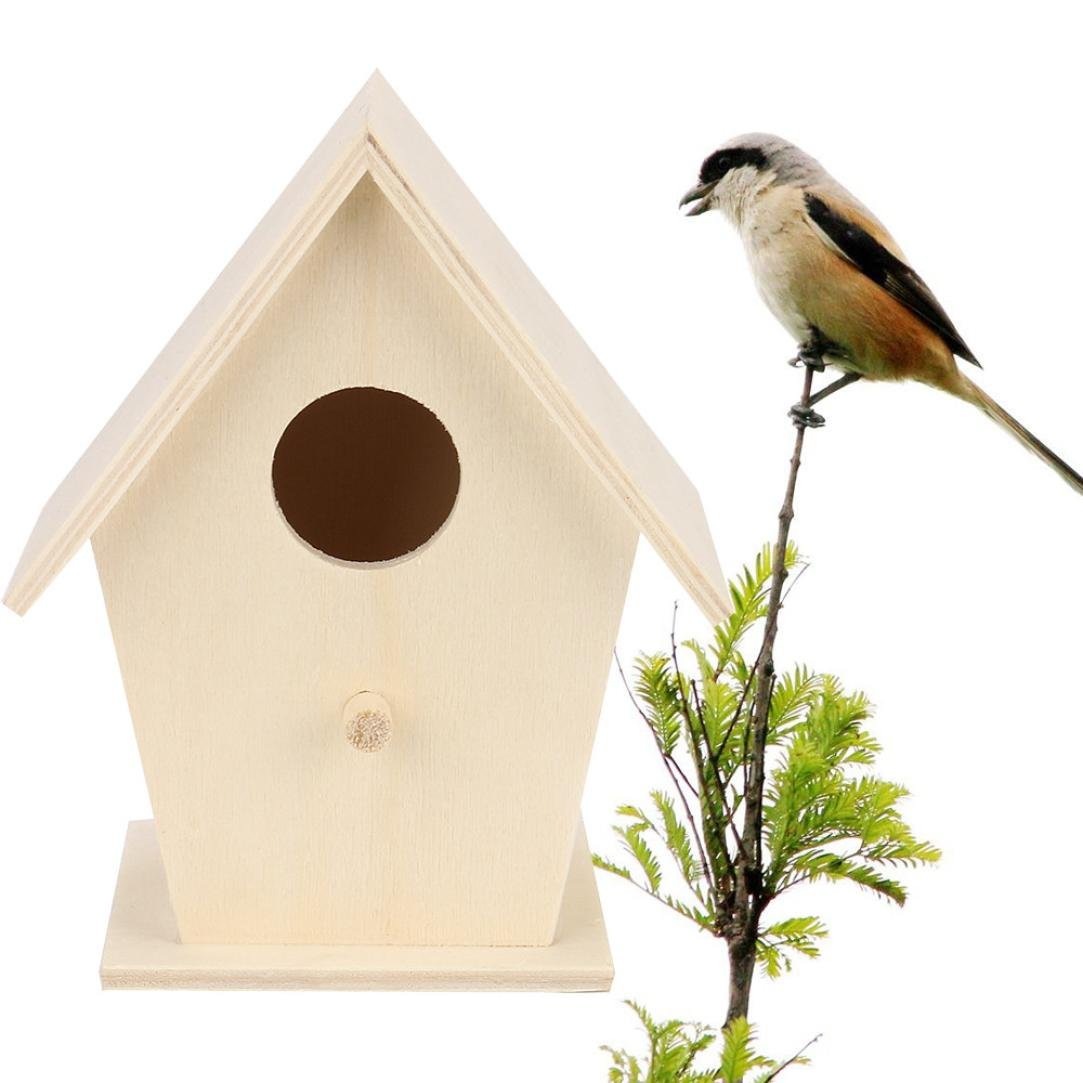 AMA(TM) Wooden Bird House - Handcrafted Nest Box for Wild Birds, DIY Crafting & Home Garden Decoration - Perfect for Backyard, Patio, and Nature Lovers